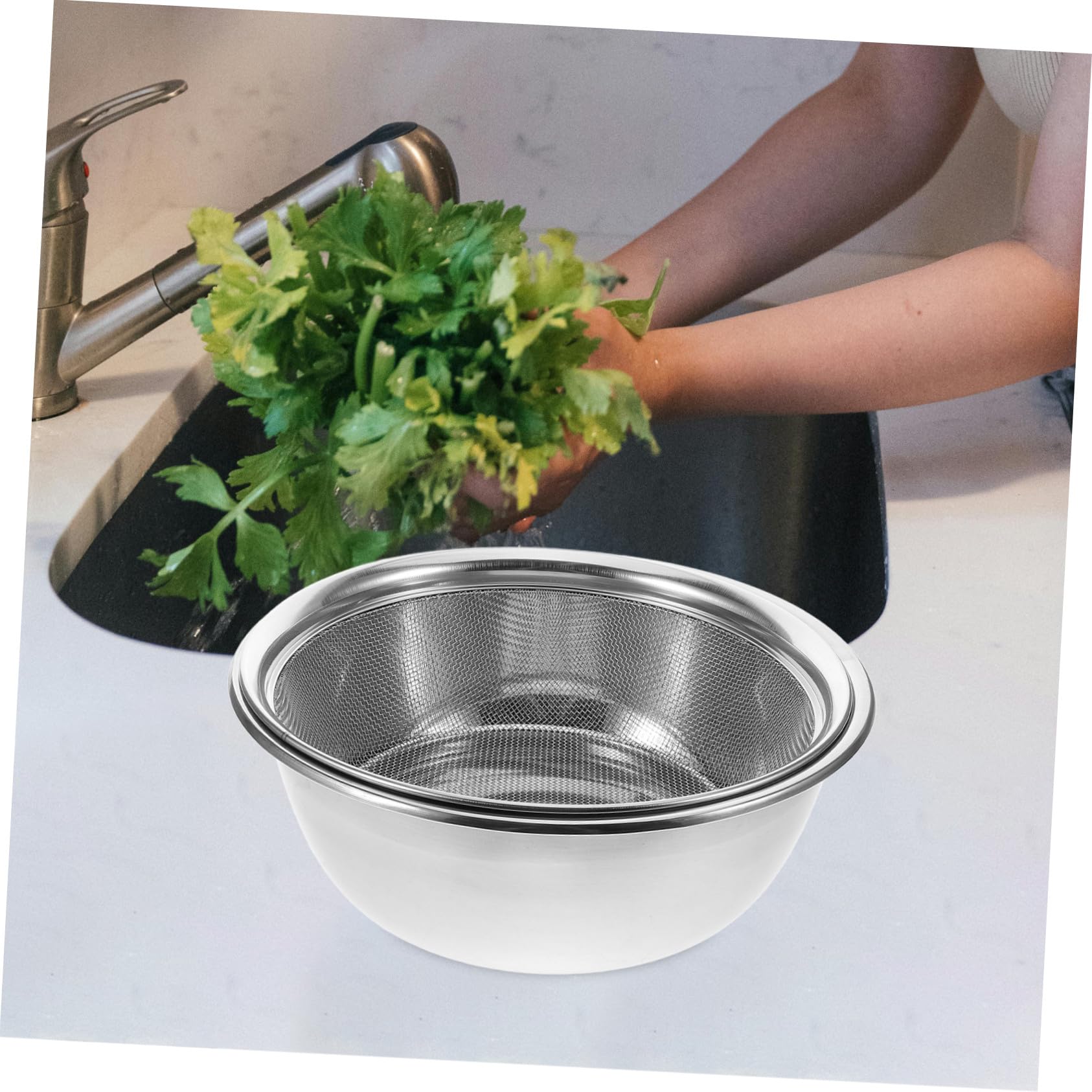 Colador de Arroz de Acero Inoxidable, Cesta de Drenaje Plata
