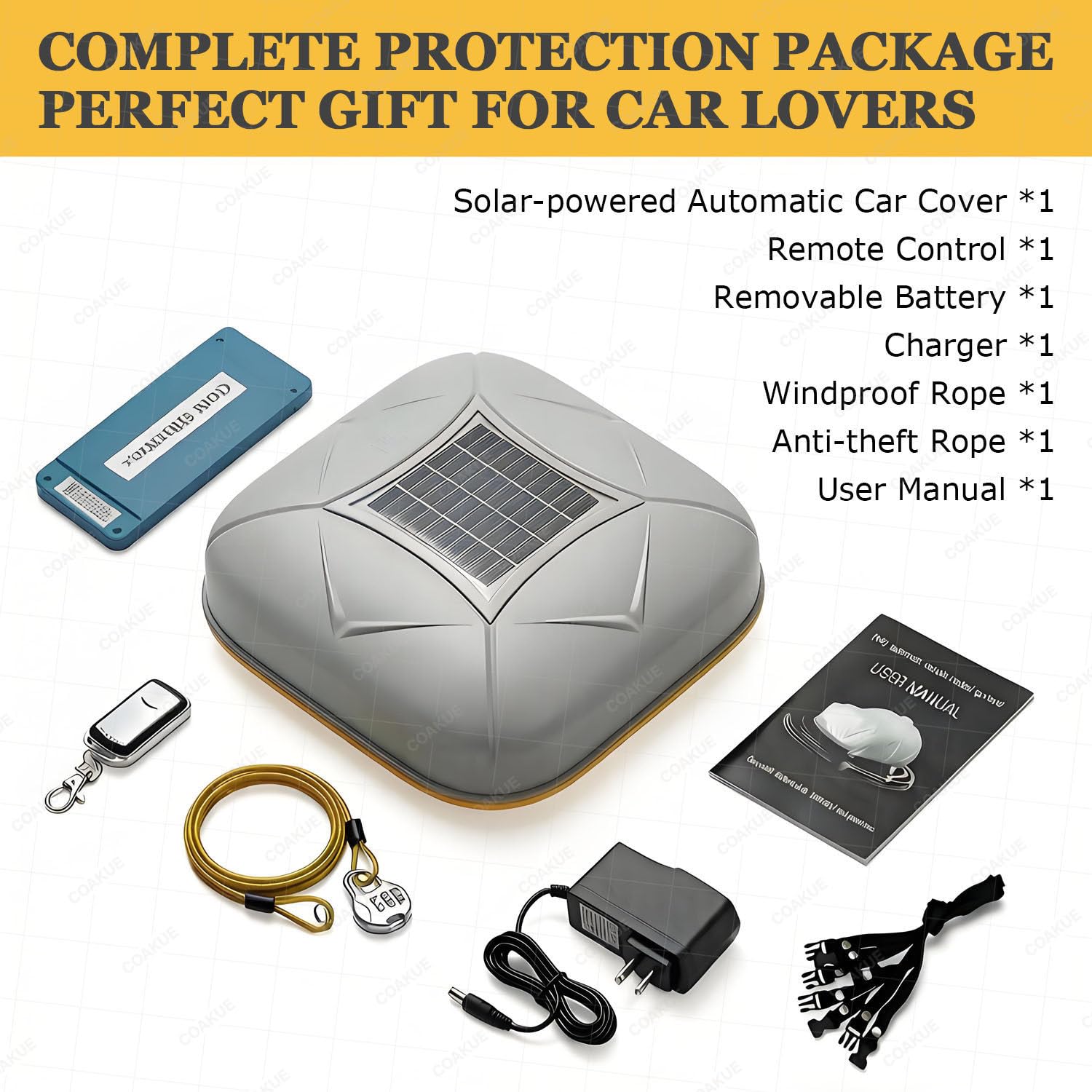 Copertura per auto intelligente con telecomando per ricarica solare, completamente automatica, copertura per auto da esterni portatile, riparo da sole e intemperie, apertura rapida 10 secondi, allarme