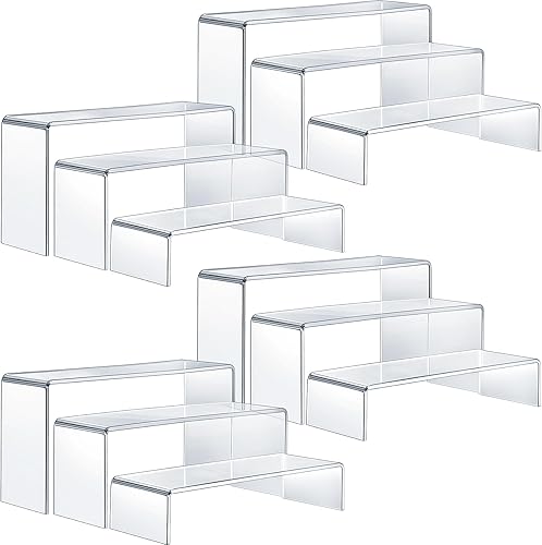 Sintuff Juego de 4 elevadores de acrílico grandes para exhibición, soportes de exhibición de acrílico transparente, estantes de exhibición de