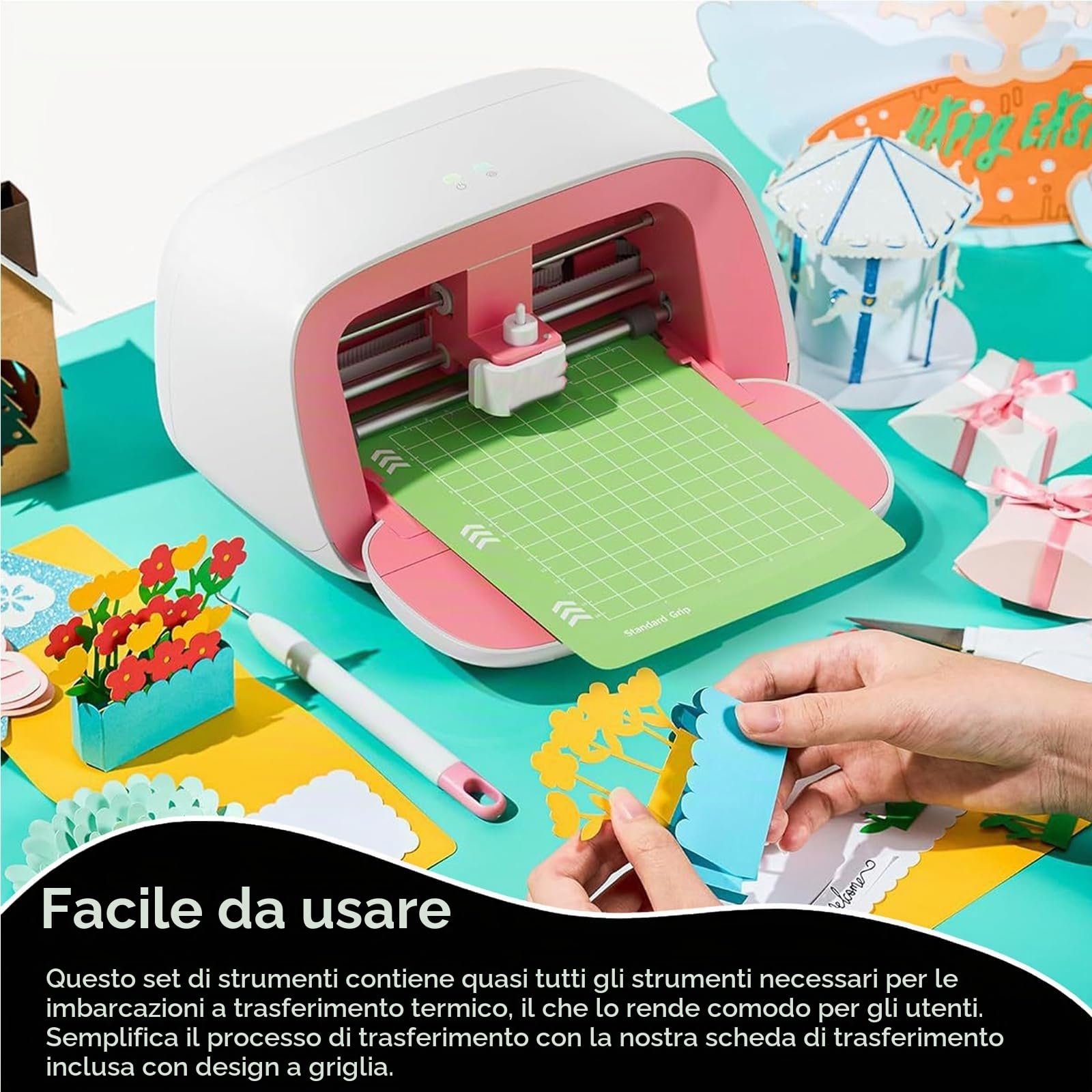 Pacchetto Accessori 82 Pezzi Per Cricut Maker Ed Explore Air (Vinile Adesivo Nastro Di Trasferimento In Vinile Htv Adesivi Stampabili Schede Di Inserimento Righello Tappetino Taglio Rullo Frammento)