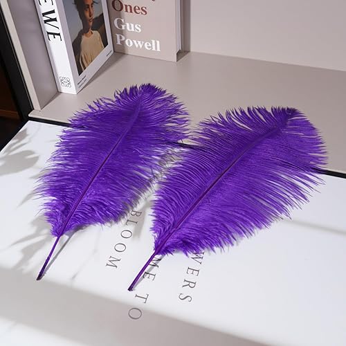 Miniatura 4 de Shekyeon Paquete de 10 plumas de avestruz moradas de 16-18 pulgadas (15.7-17.7 in)