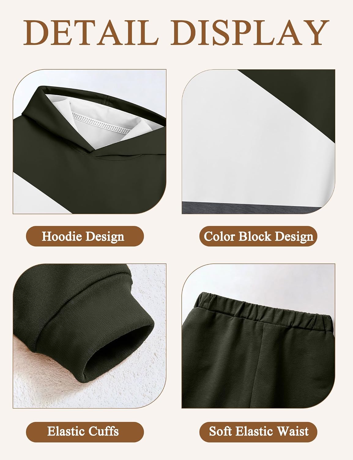Boys Clothes 2 PCS Fall Winter Outfits Long Sleeve Color Block Hoodie Sweatshirt and Pants Clothes for Boys 6-16Y