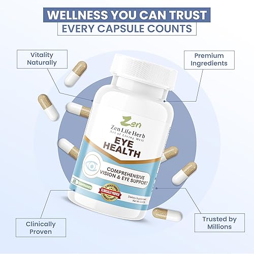 Miniatura 6 de ZEN LIFE HERB Salud ocular con Panax Notoginseng astaxantina luteína y zeaxantina (60 cápsulas)  Certificado GMP