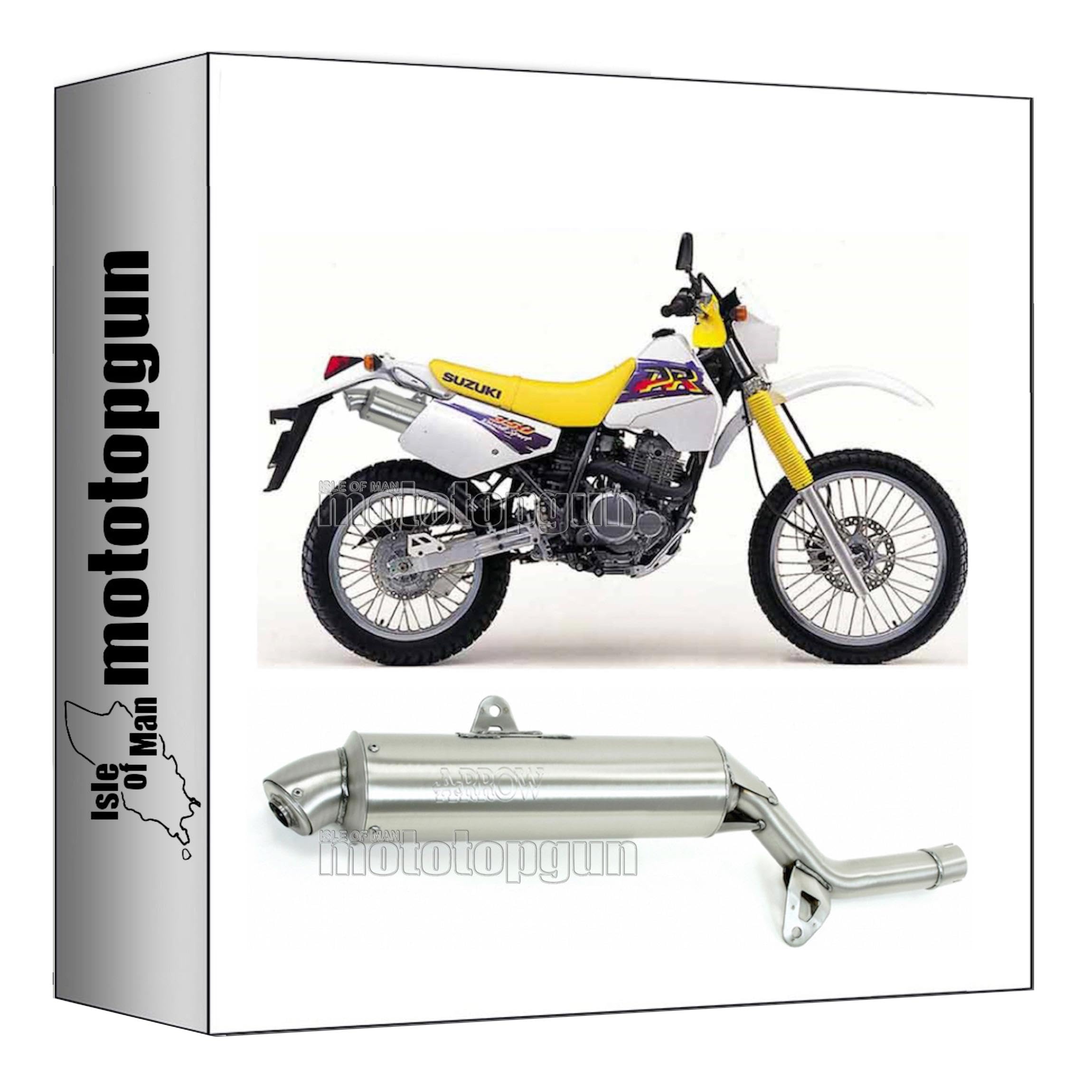 arrow 72017PD auspuff race paris dacar edelstahl endkappe edelstahl kompatibel mit suzuki dr 350 s 1990 1991 1992 1993 1994 1995 mototopgun