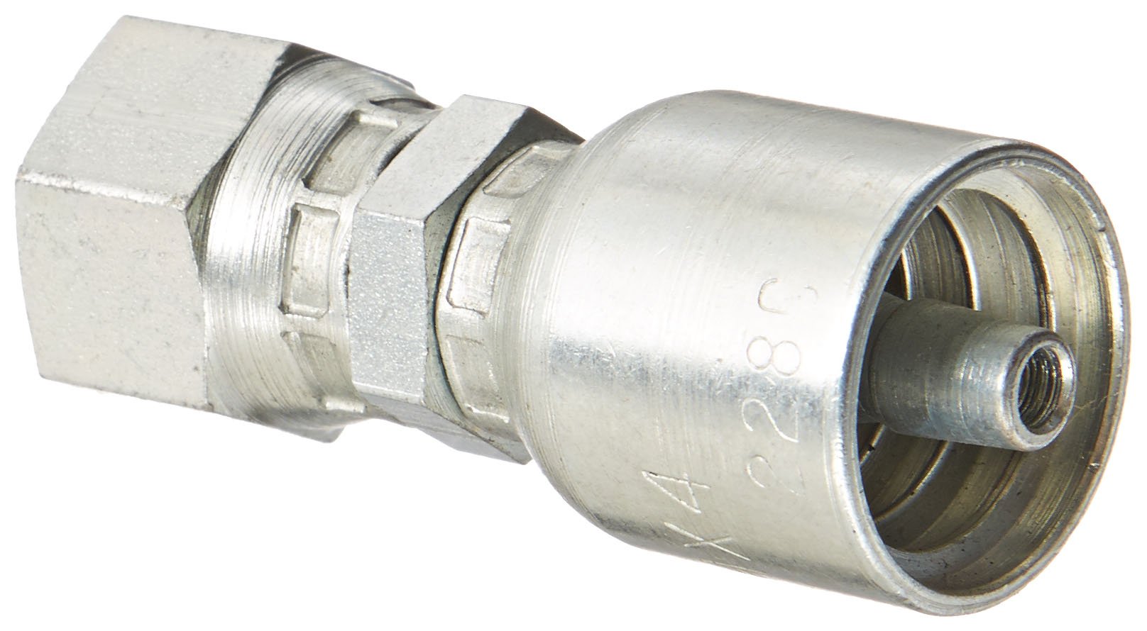 Aeroquip 1A4JF4 Carbon Steel Global TTC (Thru the Cover) Crimp Hose Fitting JIS Female Swivel Fitting , Straight, 1/4" Hose ID, G1/4 Thread