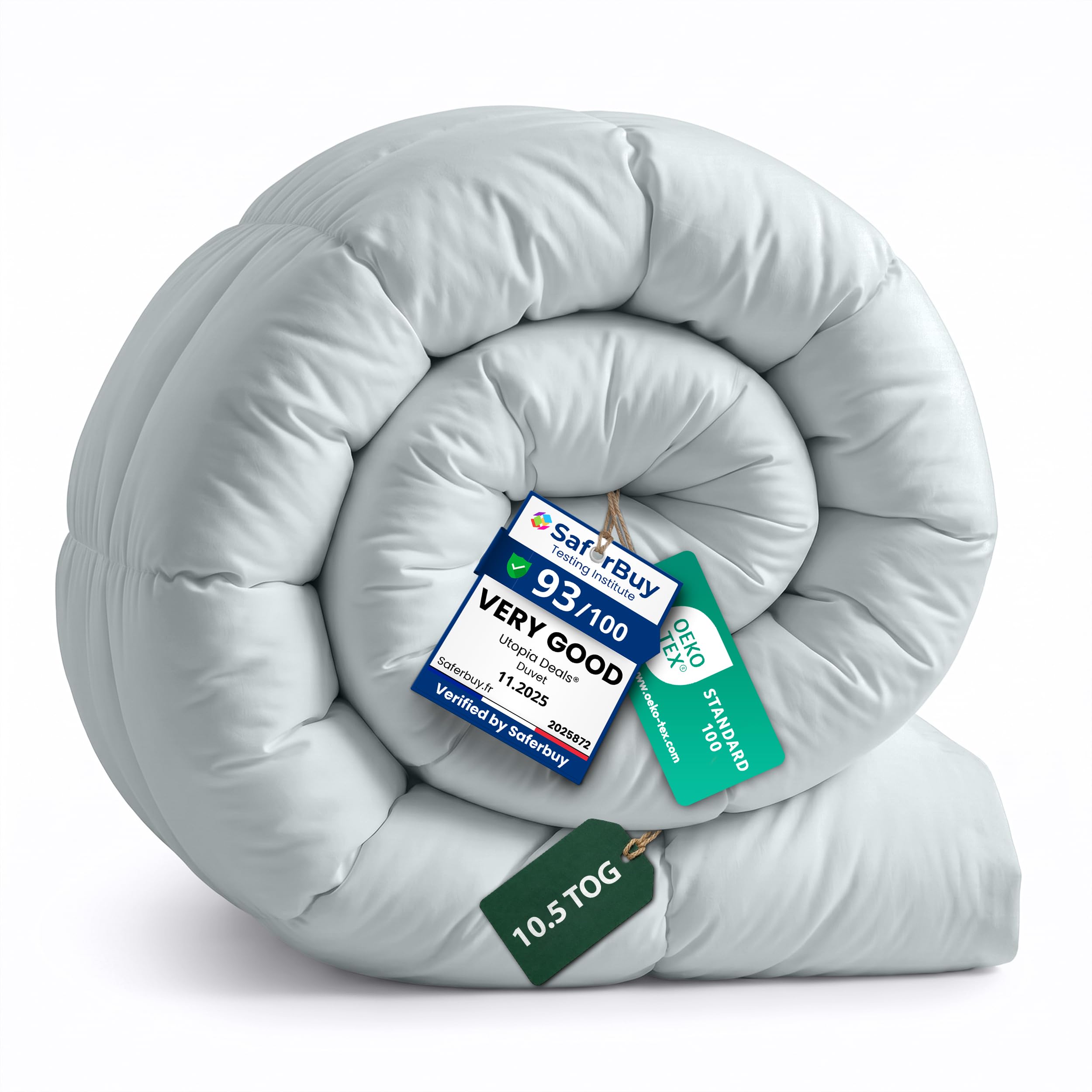 Utopia Bedding Duvet Single,10.5 Tog coverless Duvet with Corner Tabs, Box Stitched Quilt (Single, Light Grey) โ image 1
