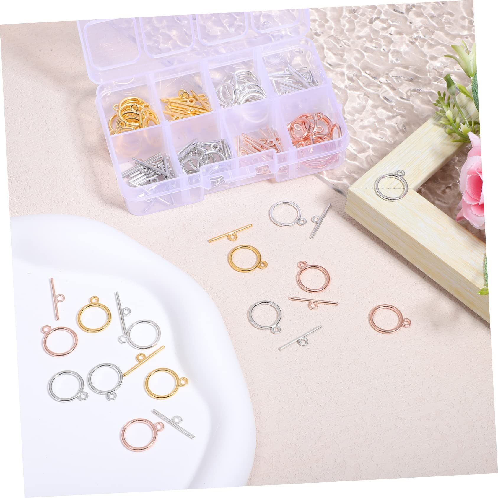 SHINEOFI 3 Cajas botón accesorios manualidades brazalete suministros de abalorios para hacer joyas dimensionador brote de joyas llavero cierres para collar broches para pulseras aleación
