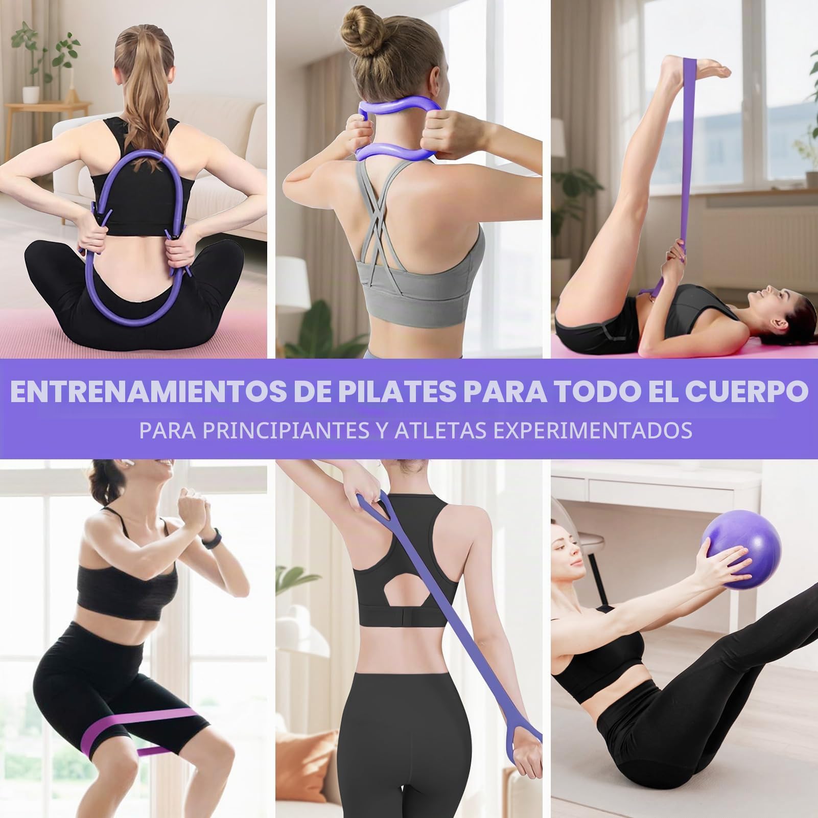 Juego de 13 piezas de pilates para mujer: anillo de yoga con círculo mágico para entrenar glúteos, pelota de pilates, calcetines antideslizantes y bolsa de gimnasio, juego de regalo esencial