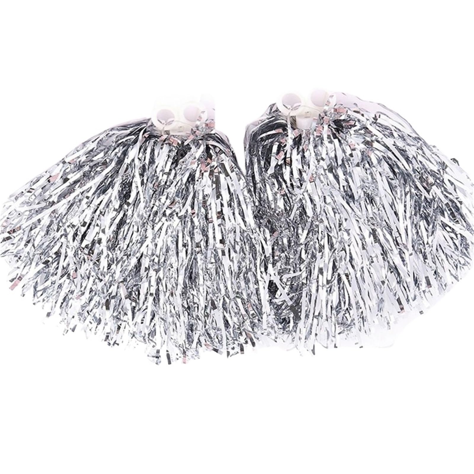 Pompom Fancy Competition Flower Dance Party Decorator Cheerleading Cheering Ball Cheerleader Pompoms for Cheerleaders(1pair Silver)