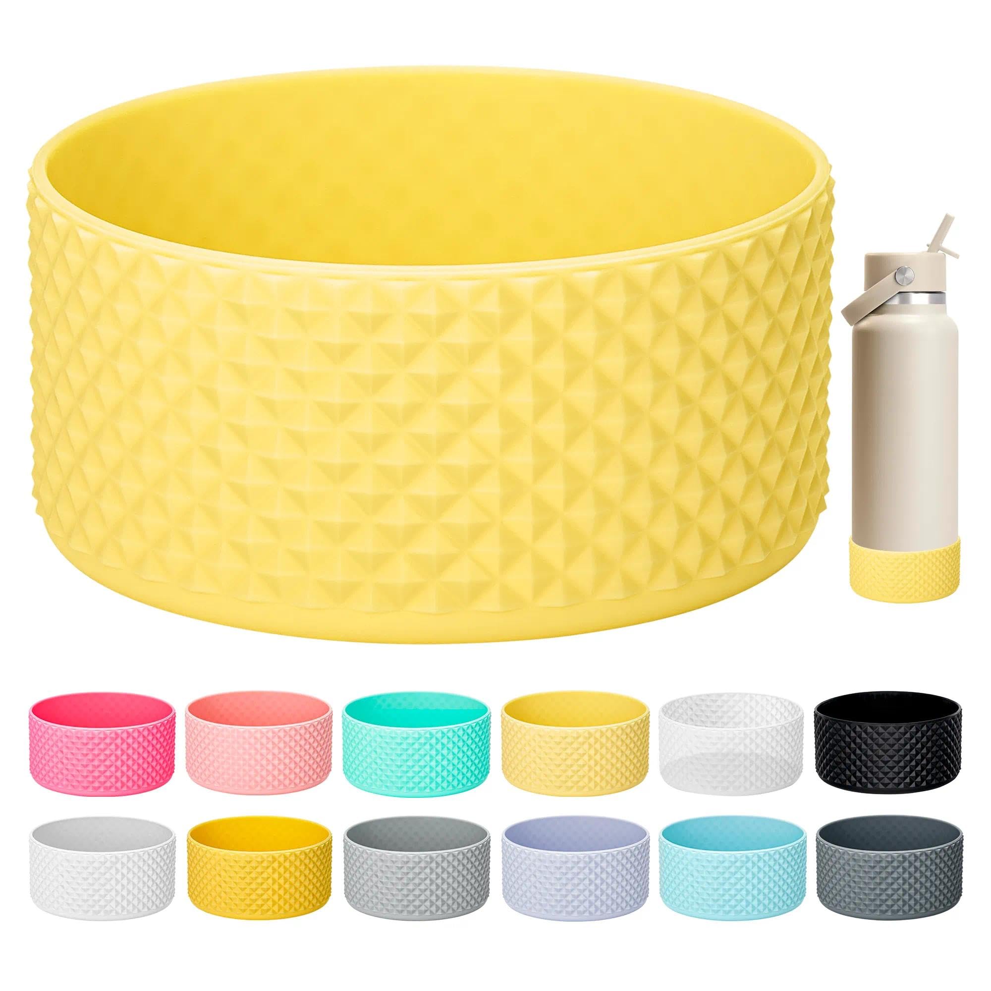 Bluwing Protective Silicone Boot Bottom for 32oz 40oz Hydro Flask, Simple Modern, Takeya, MIRA and Other Water Bottles, Anti-Slip BPA Free, NOT for Stanley Tumbler（Light Yellow）