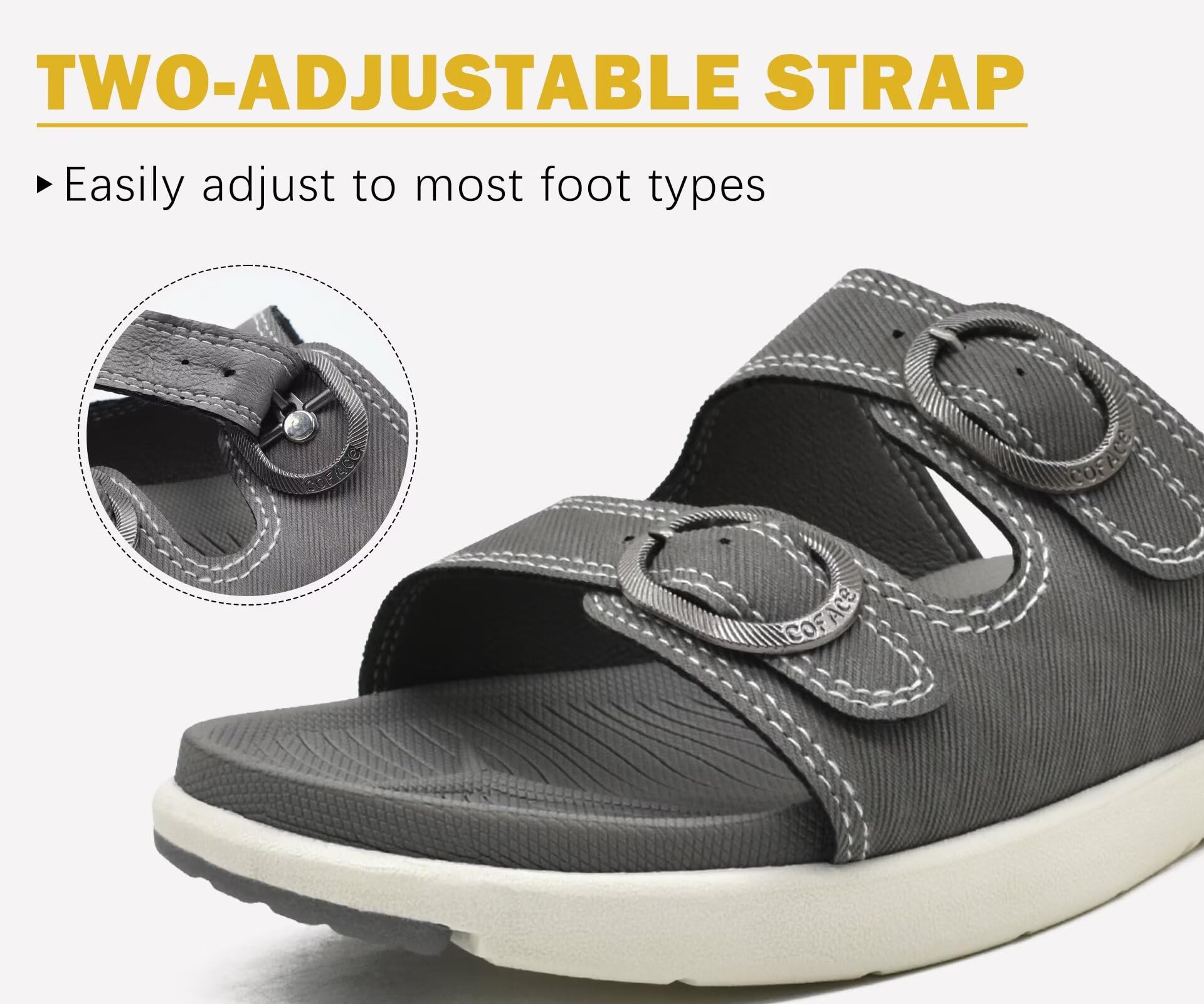 COFACE Sandales Femme Été Mode Orthopedique Slides Avec Support Confortable Plantar Fasciite Léger Sandale De Sangles Réglables