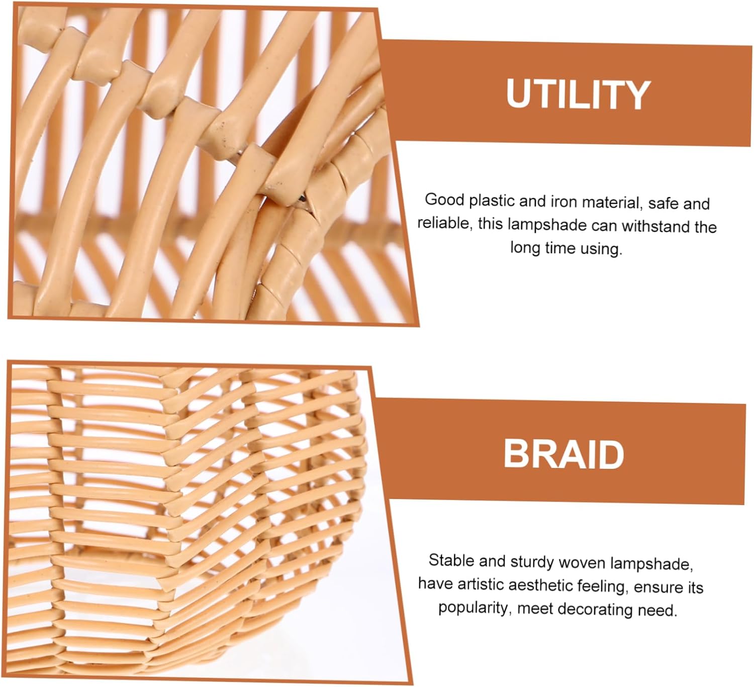 jojofuny Unique Lamp Shades Imitation Rattan Lampshade Pendant Lamp Shade Decorative Light Fixtures