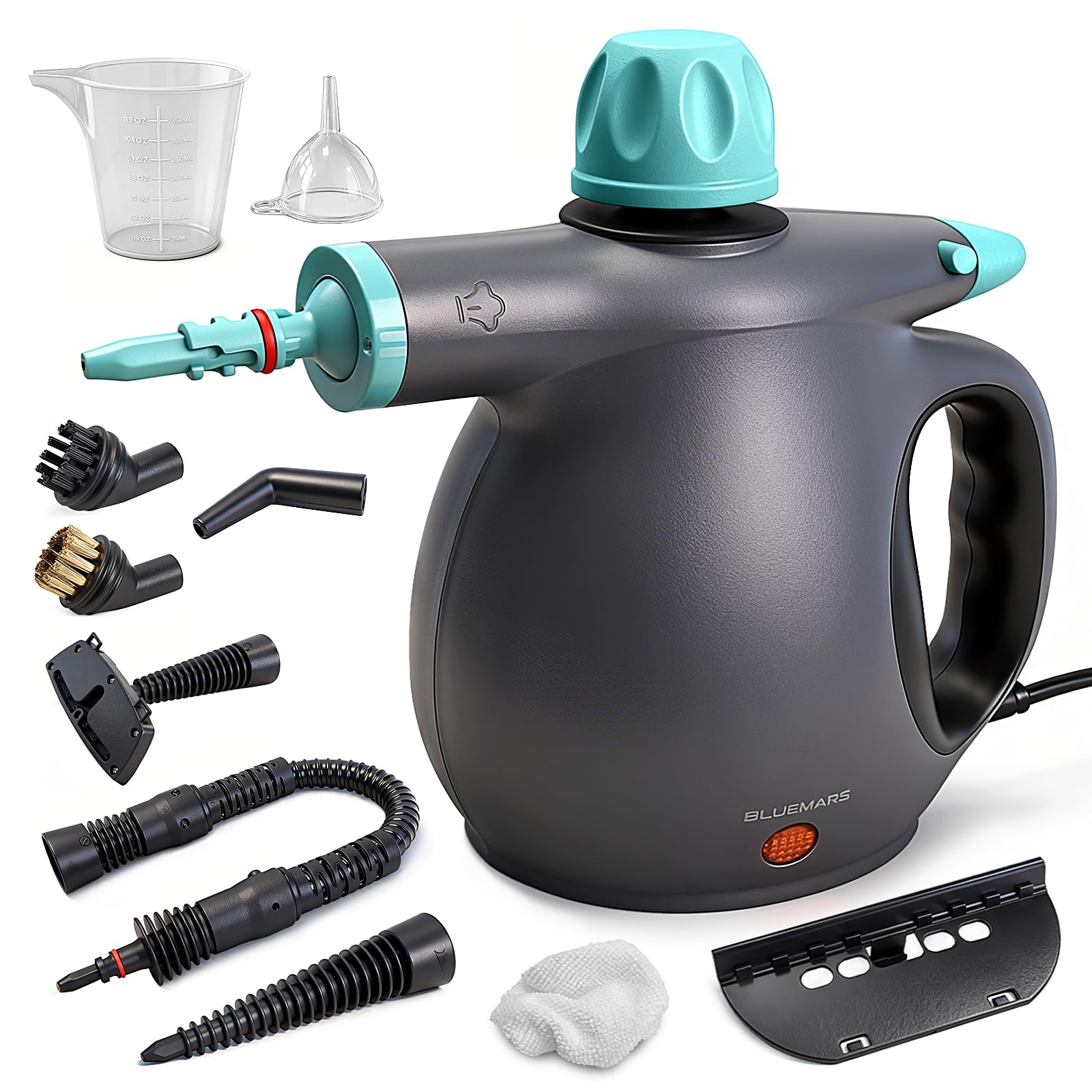 BLUEMARS Handheld Steam Cleaner, 450ml Portable High Pressure Steamer with 10 Attachments, Multi-Surface Steam Cleaner for Kitchen, Sofa, Car, Windows and Floors, 1050W High Power Cleaning