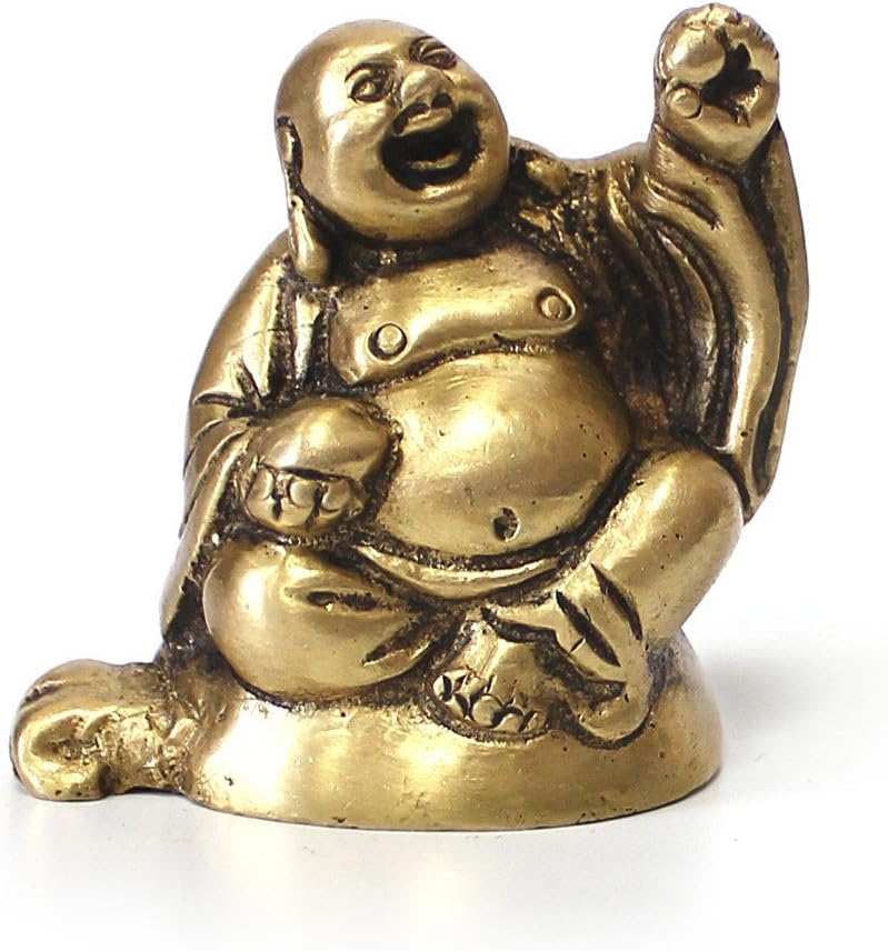 Decorative Character Happy Buddha Sculpture Sitting, Statue Brass, Height 4.5 cm High, Fat Laughing Lucky Buddha Budai Monk
