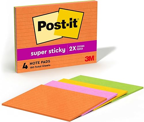 Notas superadhesivas de la marca Post-it, 5 x 8 in., Rio de Janeiro Collection Lined