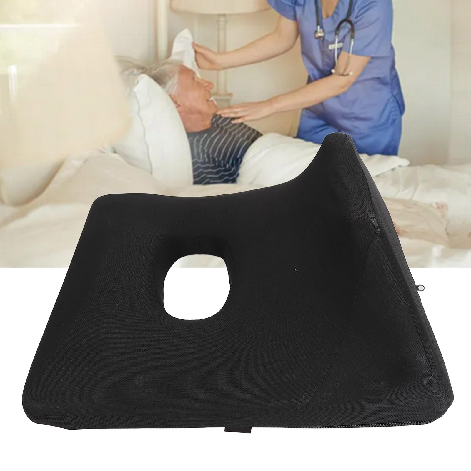 Cojín Antiescaras con Soporte para las Piernas, Cojines Transpirables de Espuma Viscoelástica para el Hueso del Trasero, Cojín Antiescaras con Diseño Hueco de Forma Ovalada para Ancianos, Postrados en