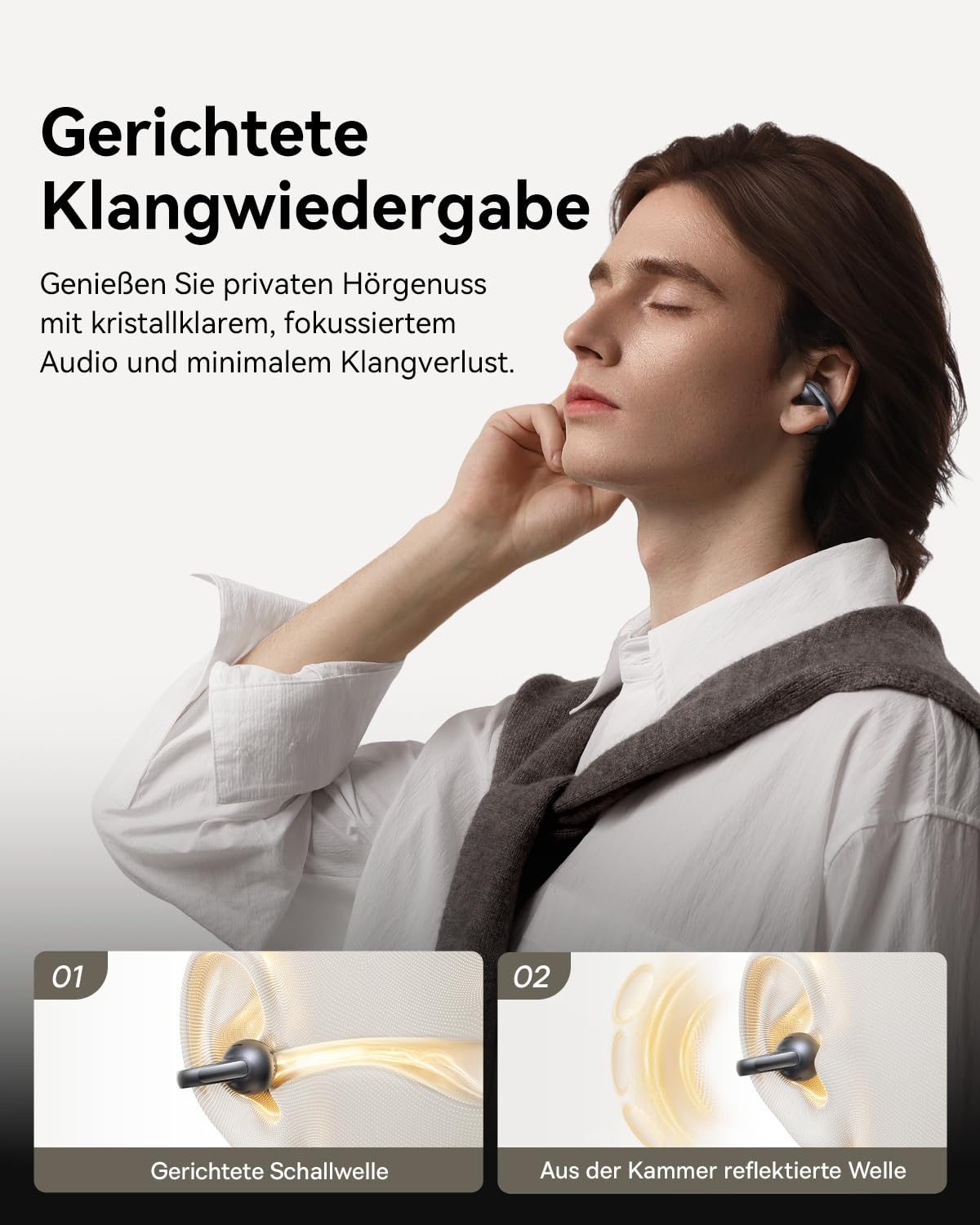 Baseus MC1 Pro Open Ear Kopfhörer, Ohrclip mit Beeindruckender Klang, Adaptiver Bassverstärkung, Bluetooth 6.0, Geräuschunterdrückung bei Anrufen, IP67, 40H Akk, 5,0g Buds - Schwarz
