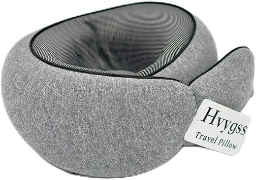 Hvygss Travel Neck Pillow, Ergonomic Memory Foam Pillow for Airplane Car Office, Adjustable Support Soft Breathable Pillow with Portable Storage Bag, No Odor Washable Travel Pillow for Adults