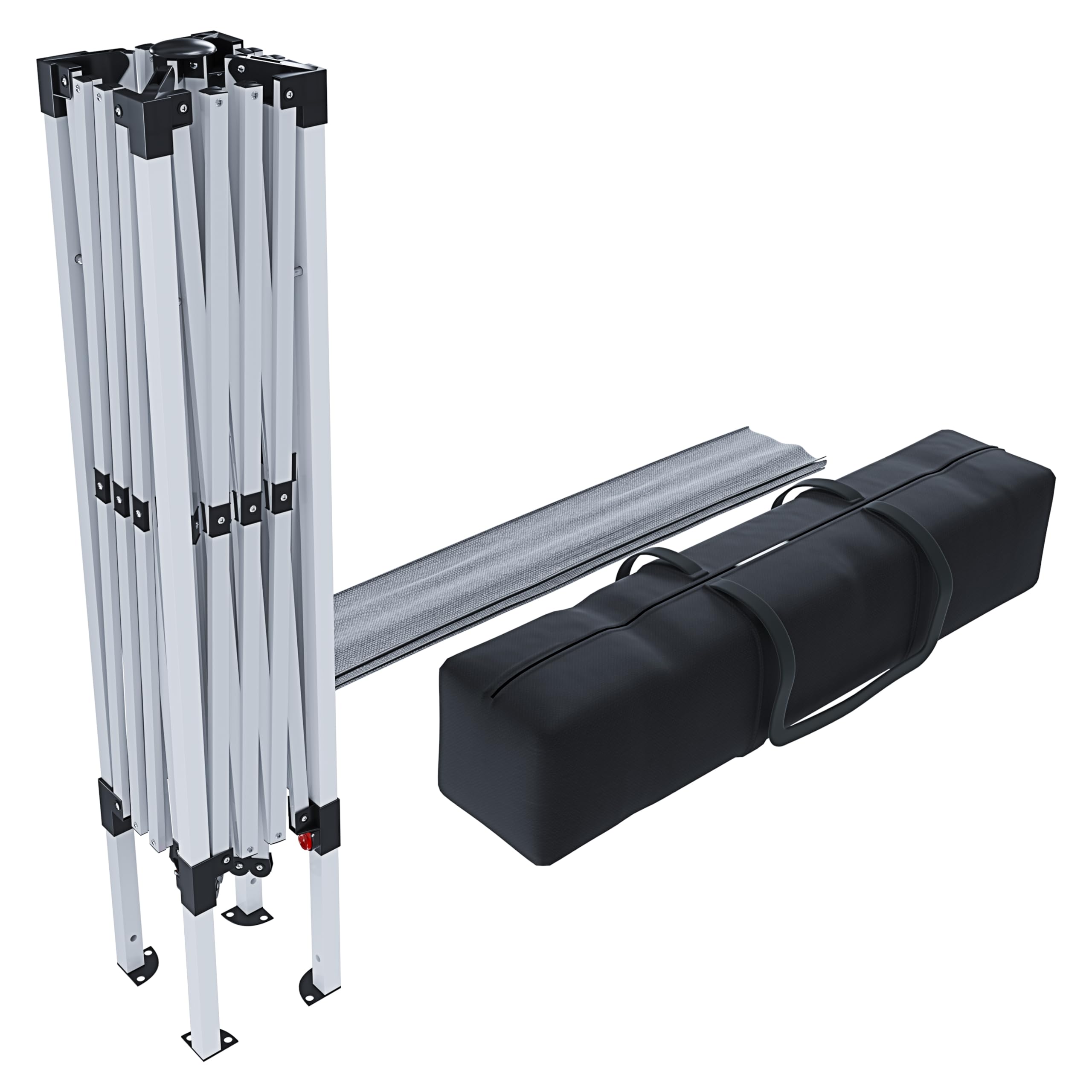 Gazebo Pieghevole 3x3m Impermeabile con 4 Sacche per Pesi e Borsa Trasporto - Chiusura a Fisarmonica per Fiere, Campeggio, Esterno, Piscina - Struttura in Acciaio - Copertura 160g/m² (Grigio)
