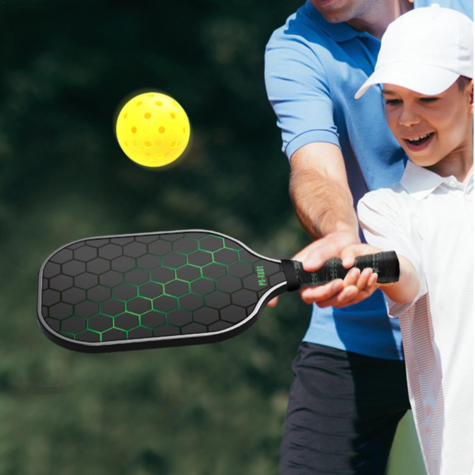 Pagaia per pickleball, set di pagaia premium per giochi interni ed esterni, pagaia ergonomica per pickleball | pagaia con superficie in fibra di carbonio, impugnatura comoda, set per pickleball