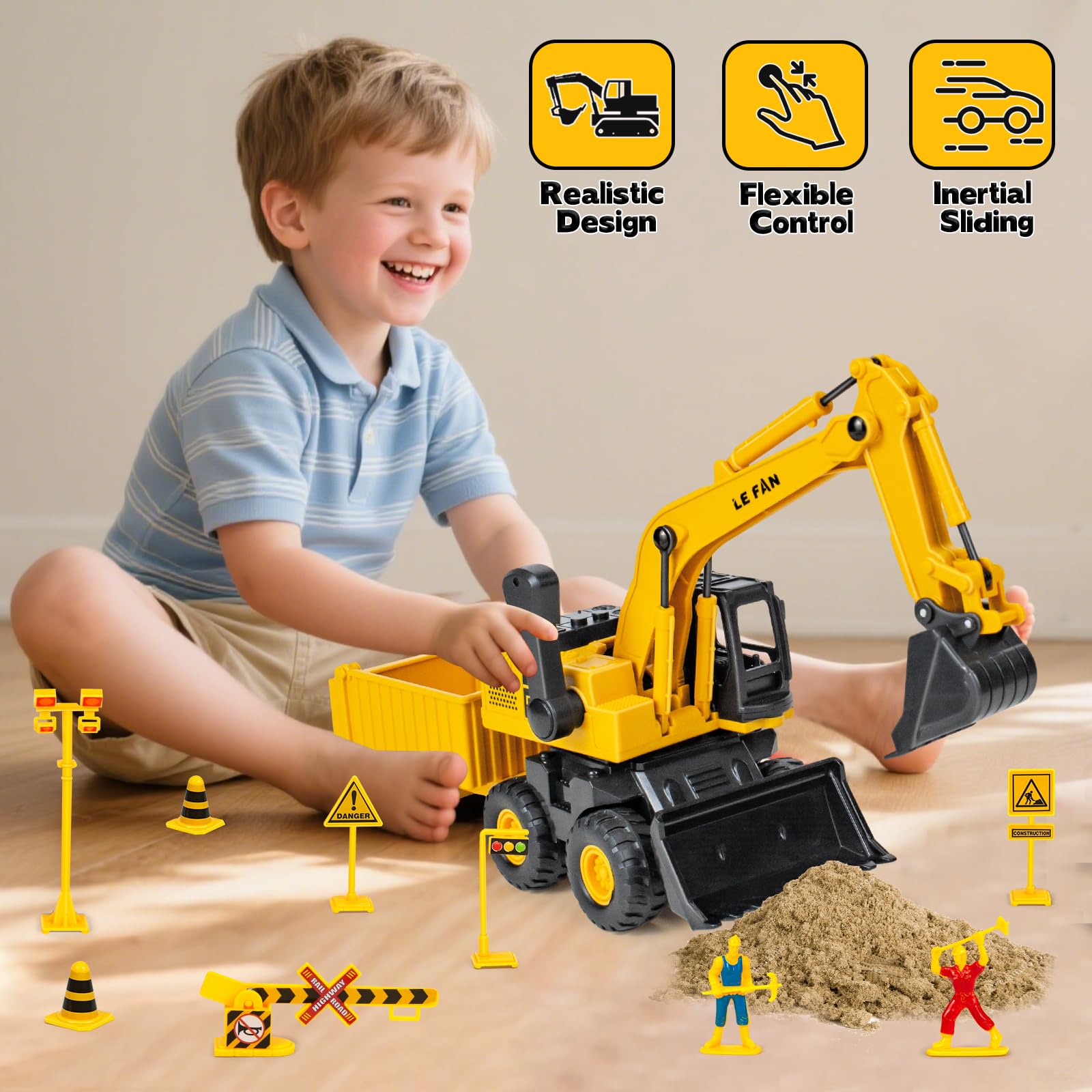 Amazon.co.jp: 子供用建設玩具 男の子用 - 3イン1 ショベル、クレーン