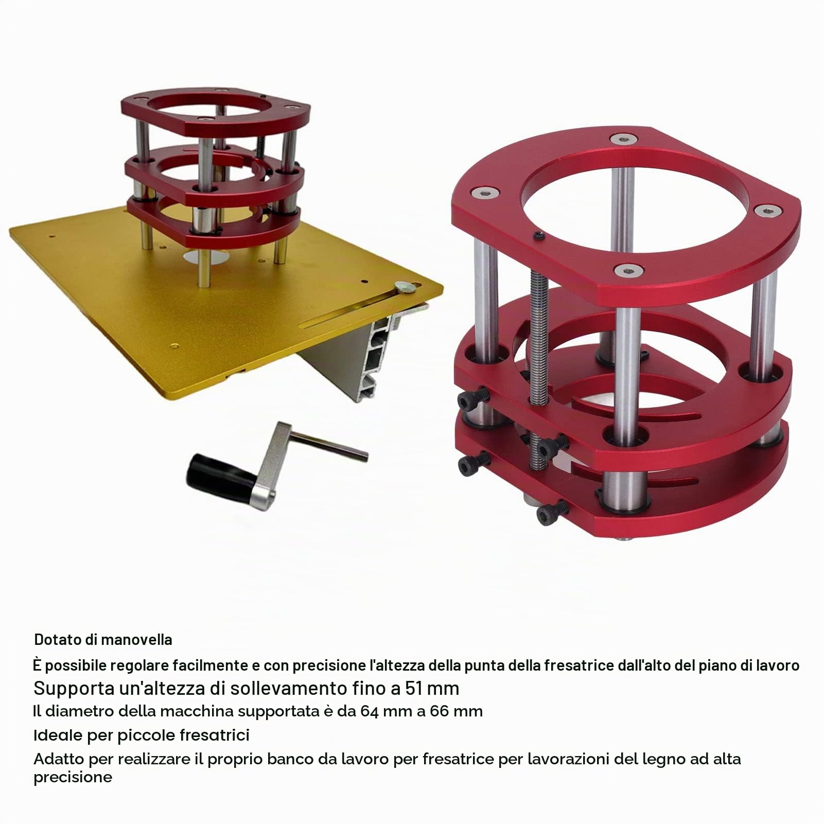 Base di Sollevamento Per Fresatrice in Acciaio Inossidabile in Lega di Alluminio,Sollevatore Per Fresatrice, Base del Sistema di Sollevamento Per Tavolo Per Fresatrice con Morsetto a 4 Griffe, Per Pi