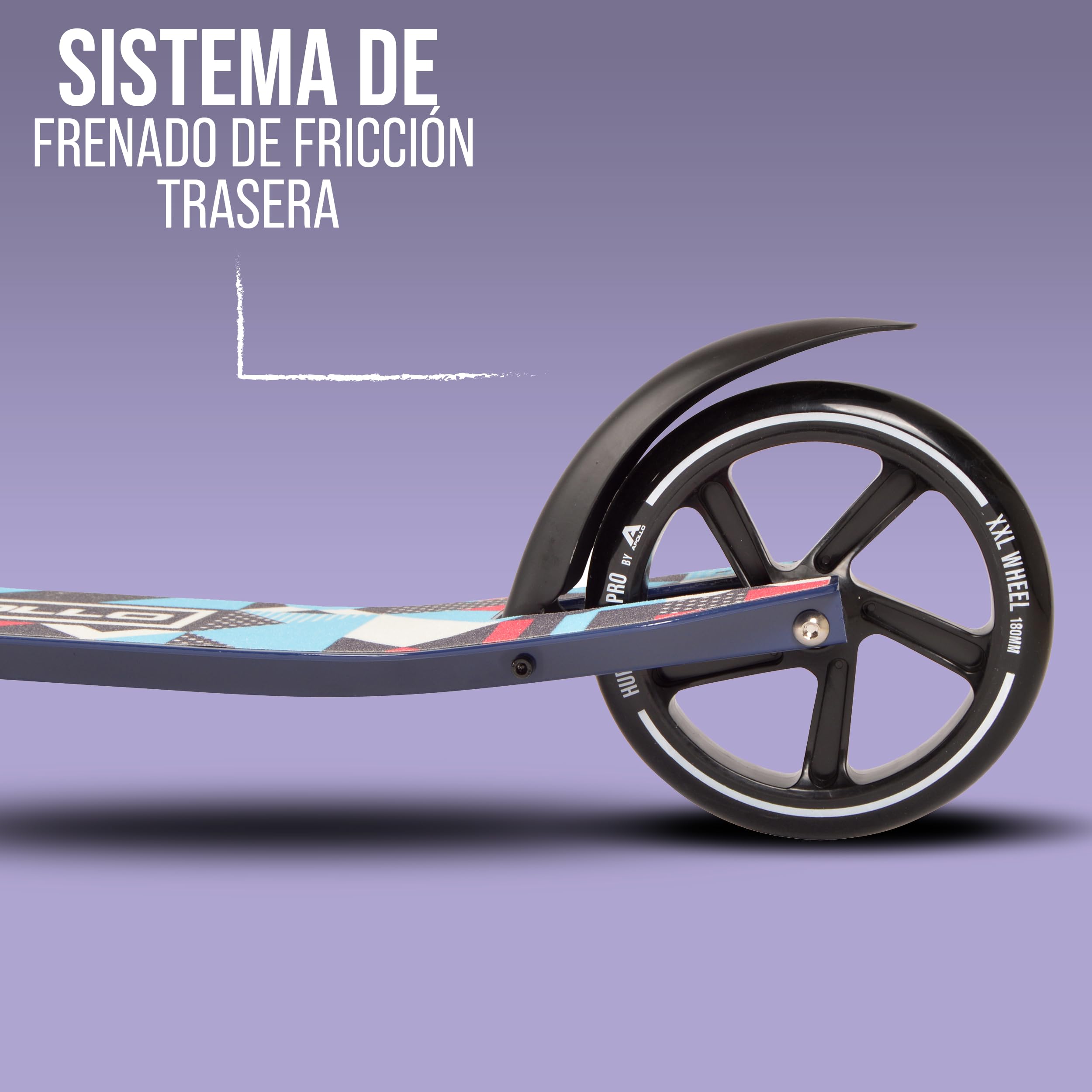 Apollo Scooter - Hurricane City Scooter, 230 mm Giant XXL Wheel con suspensión, City Roller Plegable y Ajustable en Altura, Kick Scooter para Adultos y niños