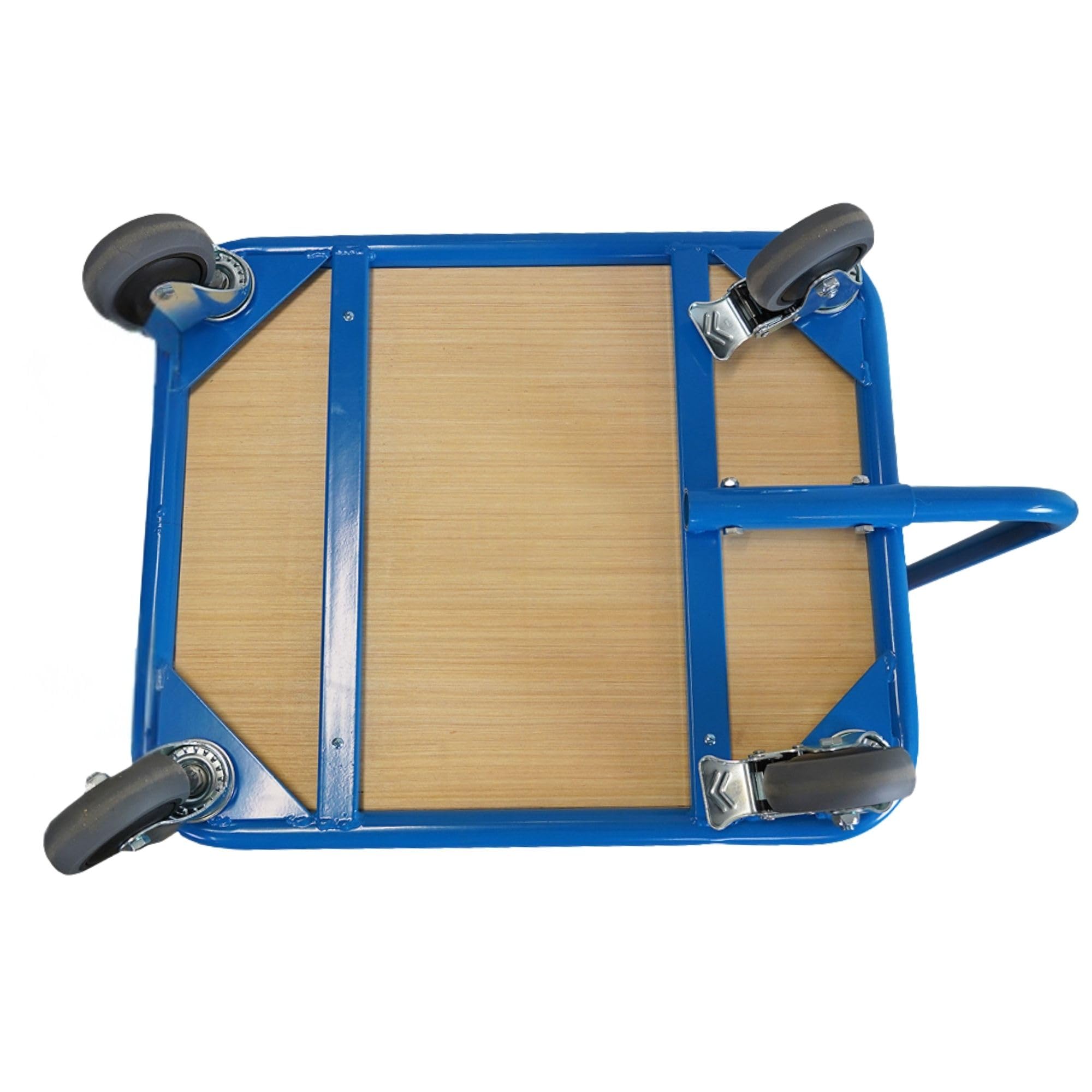 PROREGAL Profi Griffroller | HxBxT 96x50x60 cm | Traglast 250kg | 2X Lenkrollen mit Feststellbremse & 2X Bockrollen | Lichtblau | Transportroller mit Griff Transportwagen Plattformwagen Schiebewagen