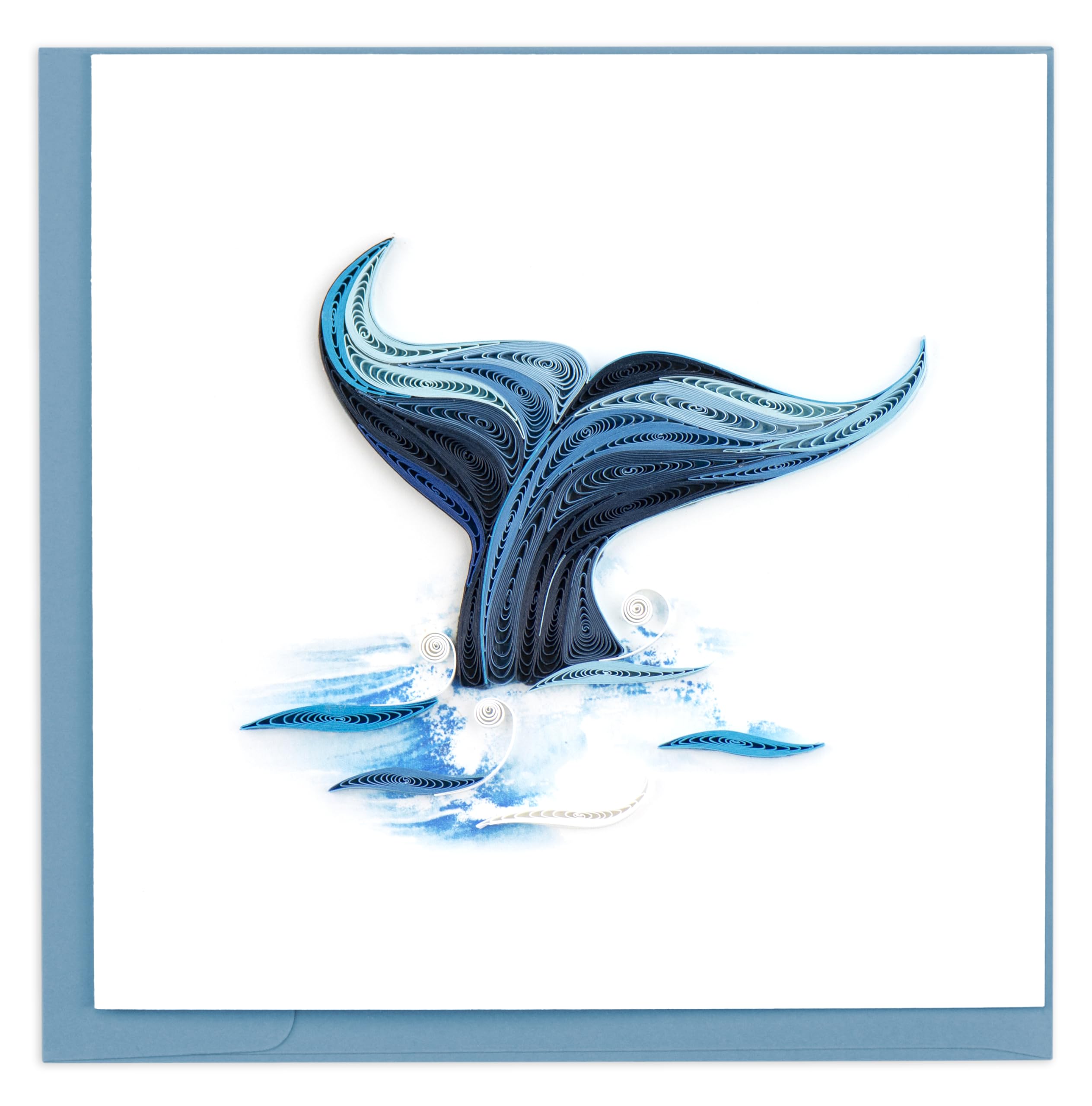 Quilling Whale Tail Ocean Splash Hand-Finished Art Greeting Card Frameable Art, Suitable for Framing in a Card Frame