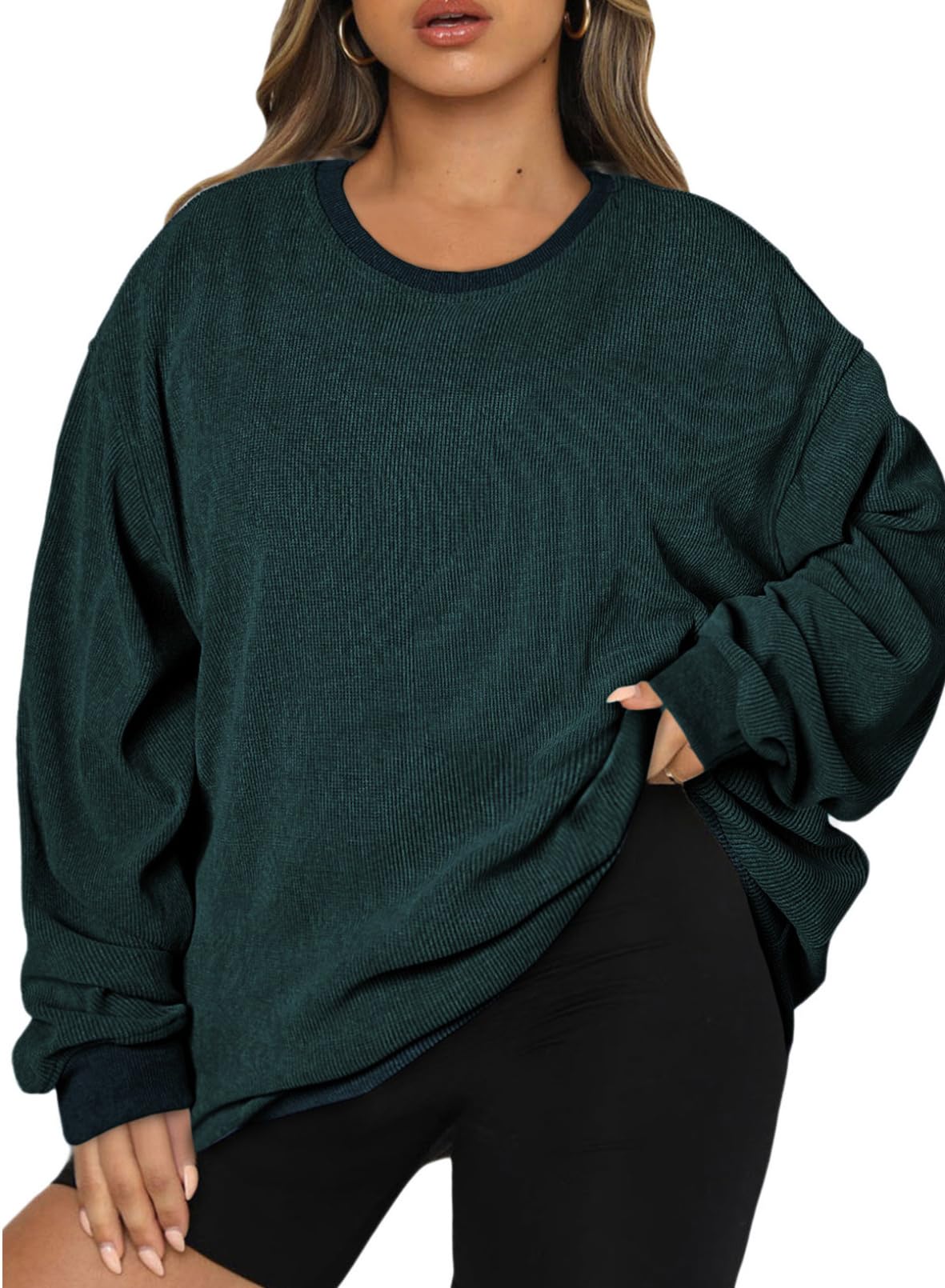Eytino Women Plus Size Sweatshirts Long Sleeve Crew Neck Casual Oversized Soft Pullover Tops Shirts(1X-5X)