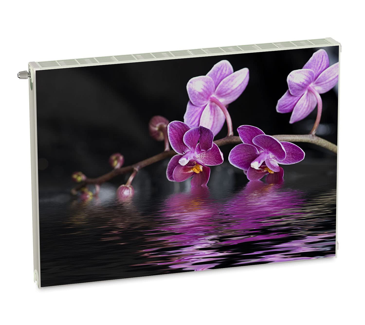 Magnet Heizkörperverkleidung Heizkörperabdeckung Rosa Blumen Orchidee 80x60 cm Heizung Abdeckung Verkleidung Magnetische Abdeckmatte Kühlschrank aus Einem Flexiblen Magneten Digitaler Aufdruck