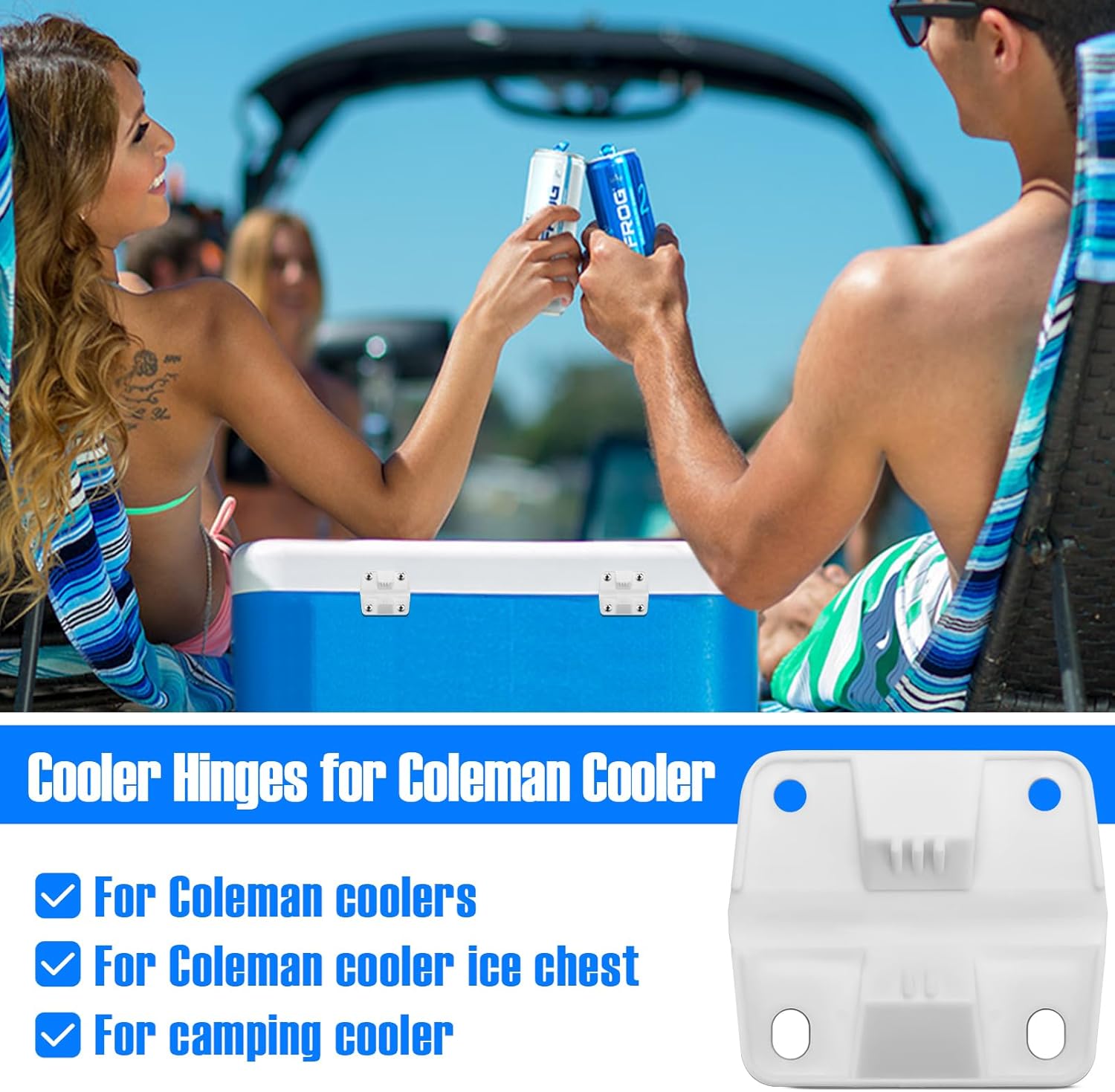 Cooler Hinges Replacement for Coleman Xtreme Cooler Hinges, Fits Coleman Ice Chest & Rubbermaid Cooler Parts, 6 Pack