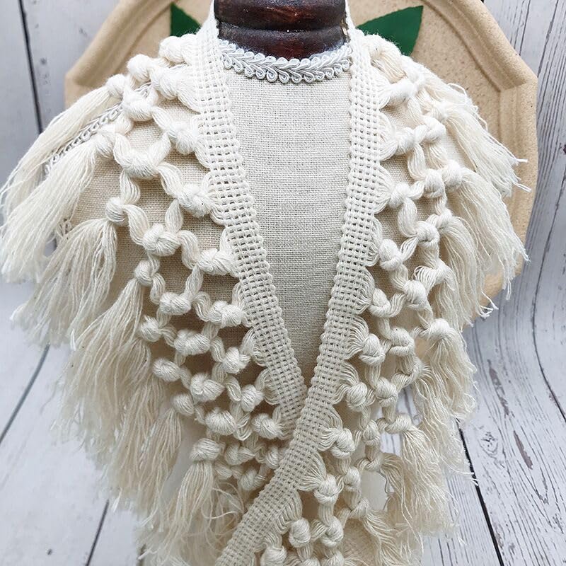 Miniatura 4 de Yulakes Borlas de flecos de 5 yardas, borde largo bohemio con flecos, ribete de flecos para coser cortinas o almohadillas, lámparas, alfombras,