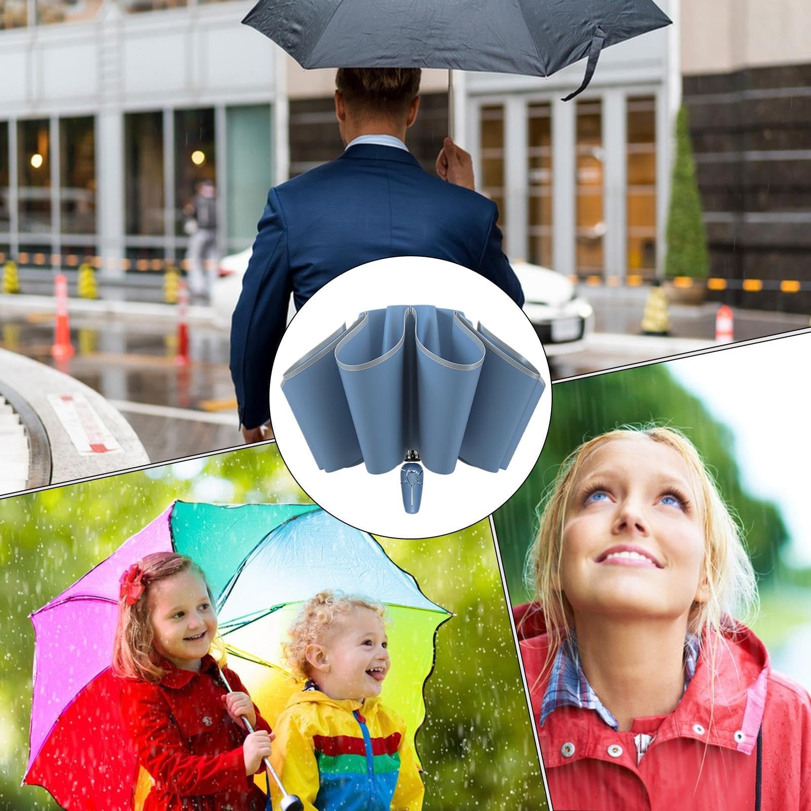 Regenschirme – Winddichte Regenschirme mit reflektierenden Riemen, automatisches Sonnenschutzwerkzeug, ergonomisches Design, wasserdichtes Outdoor-Zubehör, einziehbares Golfzubehör für regnerische