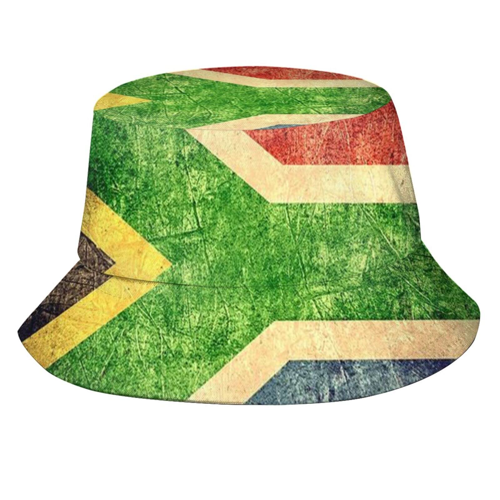 AOOEDM Flag of South African Bucket Hats Travel Beach Sun Protection Fisherman Hat for Woman Man