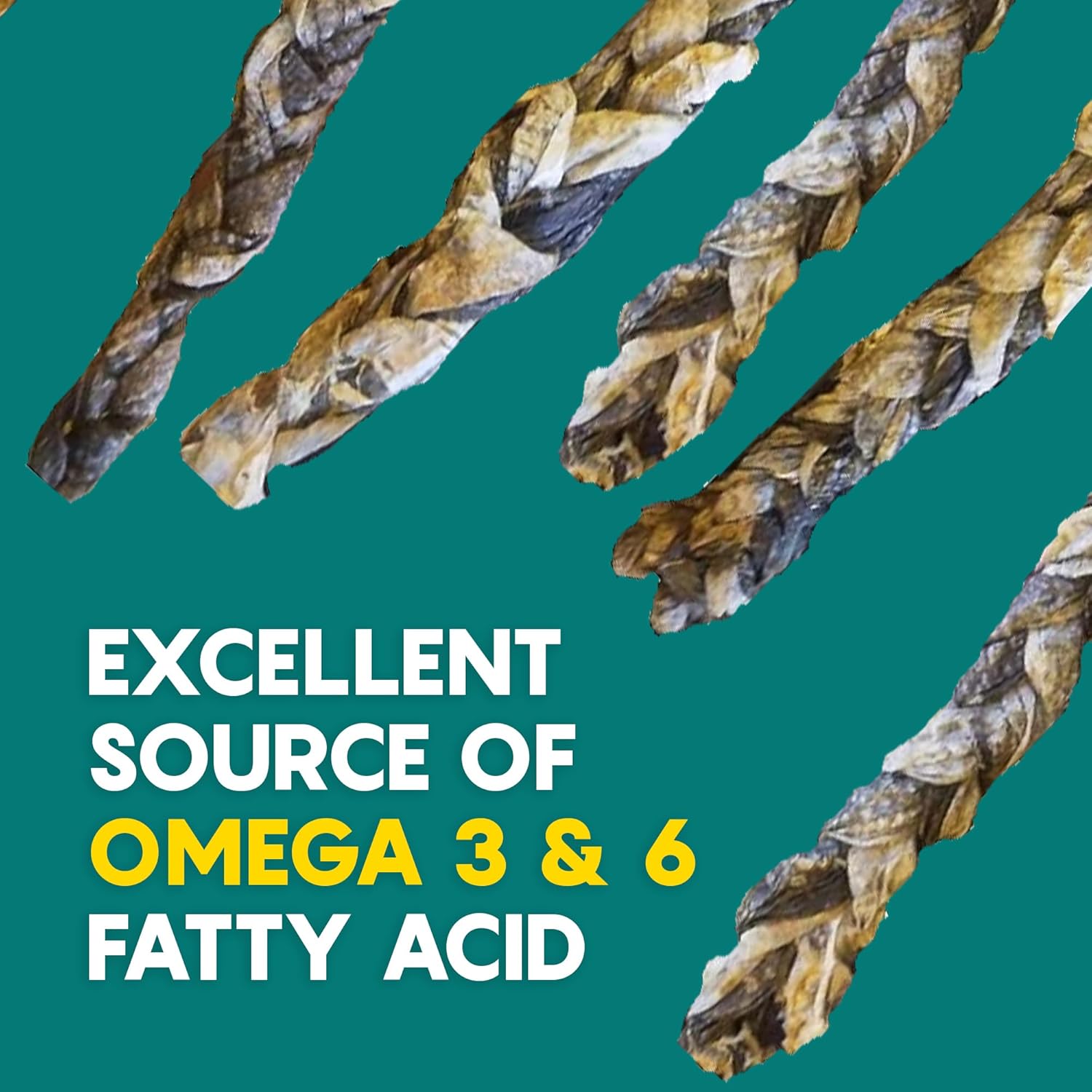 Ocean Tides 32 Oz Braided Icelandic Cod Skins for Dogs & Cats – Single Ingredient, Wild-Caught Fish Skin Dog Chews for Skin and Coat Health – High Protein, Omega 3 & 6 Rich, Lean Dried Healthy Treats