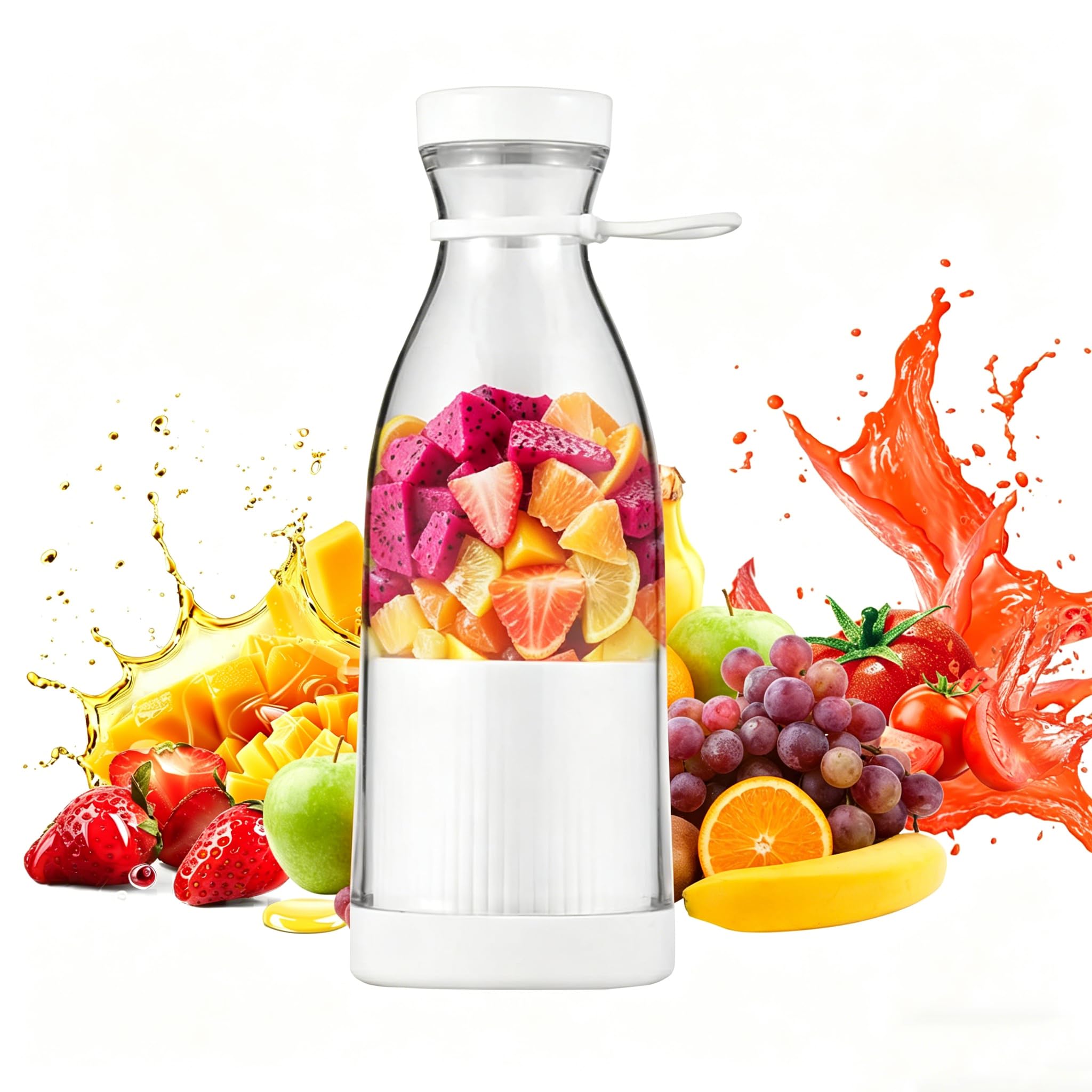Licuadora portátil, batidora portátil, licuadora de frutas sin cables, mini exprimidor eléctrico de 420ml, mini licuadora para batidos, limpieza automática, licuadora para smoothies, jugos y batidos