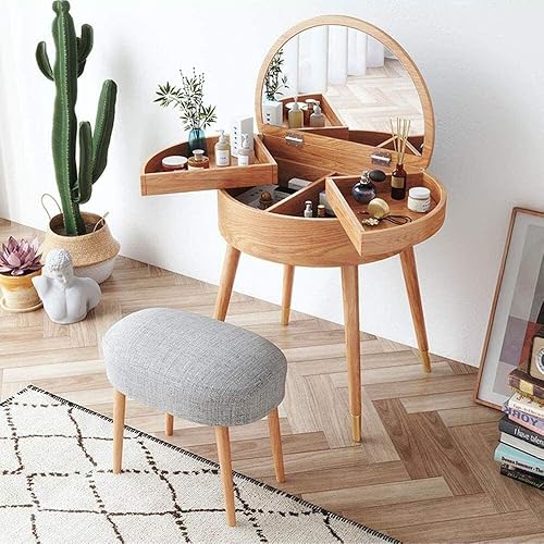 ACIYD Muebles de dormitorio de lujo, juego de mesa de tocador de maquillaje, tocador con espejo y taburete, mesa abatible de madera maciza moderna disponible en Yaxa Colombia