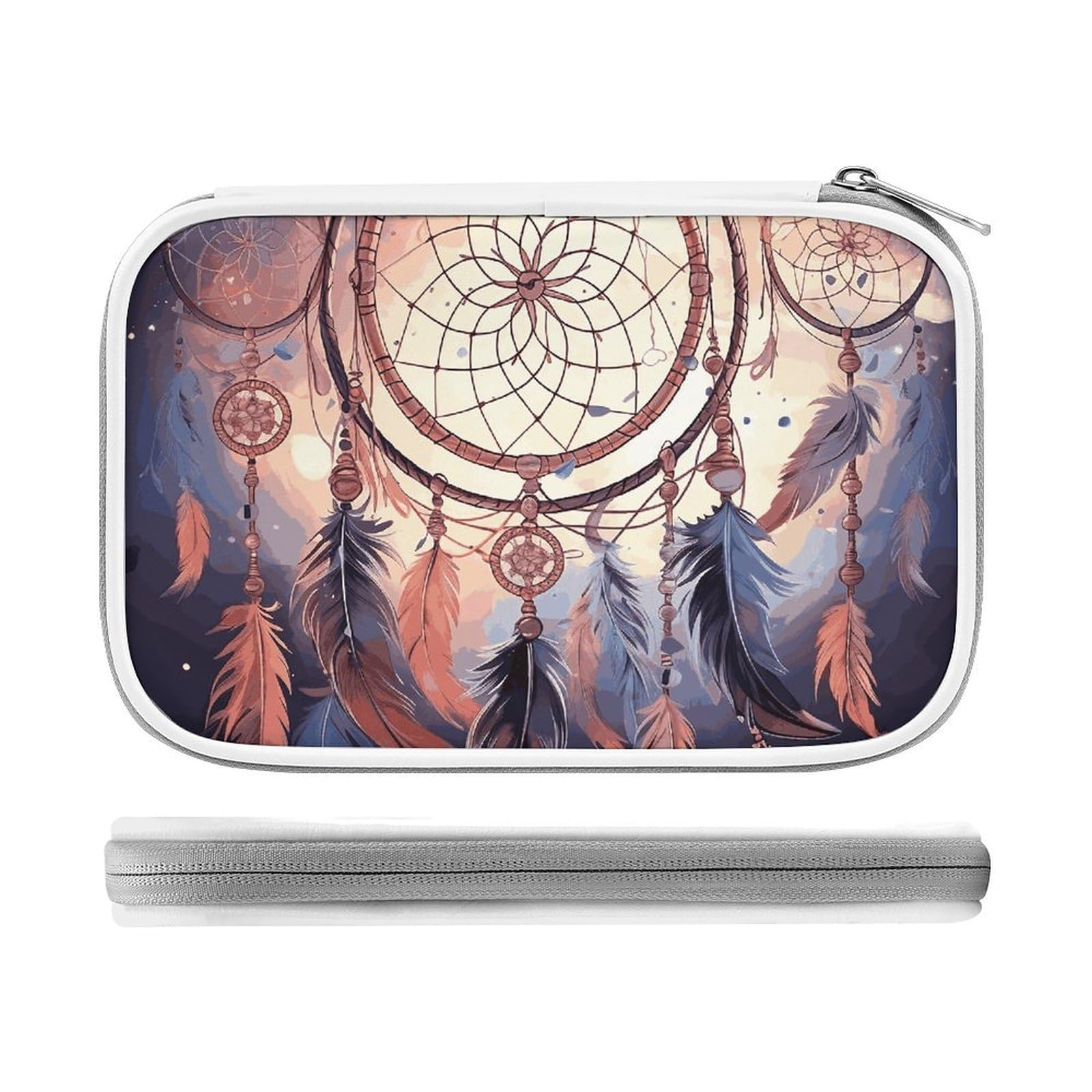 Fodpand Women's Style Large Capacity Pencil Case For Adults - Durable Pu Leather Native American Dream Catcher Pencil Pouch With Zipper Portable Travel Makeup Bag Mini Cosmetic Bag For Office, Travel