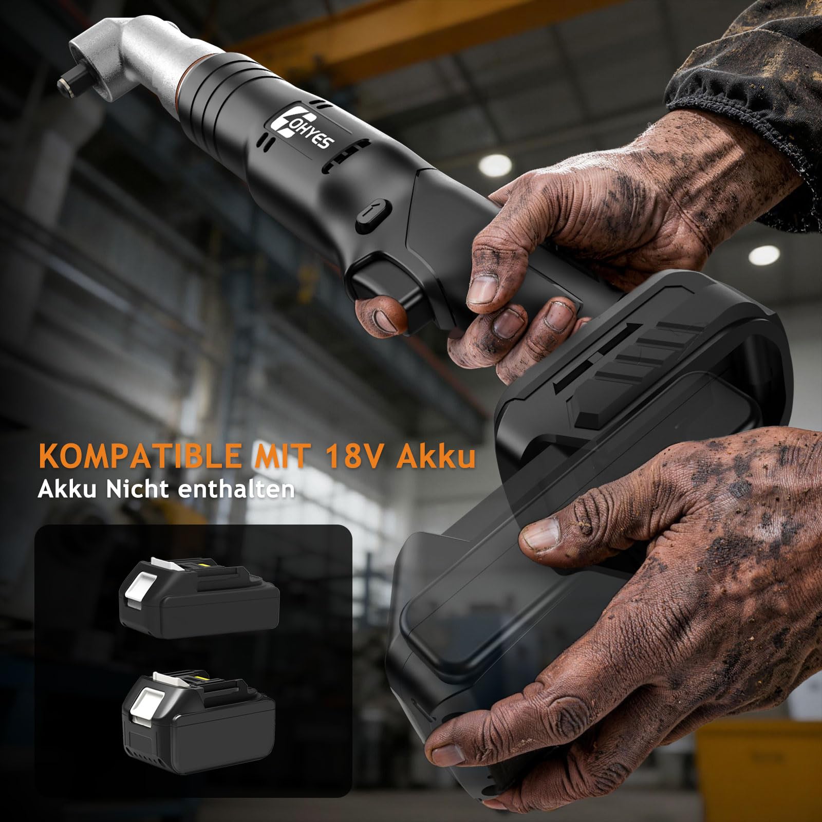 Akku-WinkelKombischrauber für Makita 18V – Mit 1/2" Stecknuss- & 1/4" Bit-Antrieb 6 Geschwindigkeiten 360° schwenkbarer Kopf – für Auto, Handwerk & Heimwerken (ohne Akku)