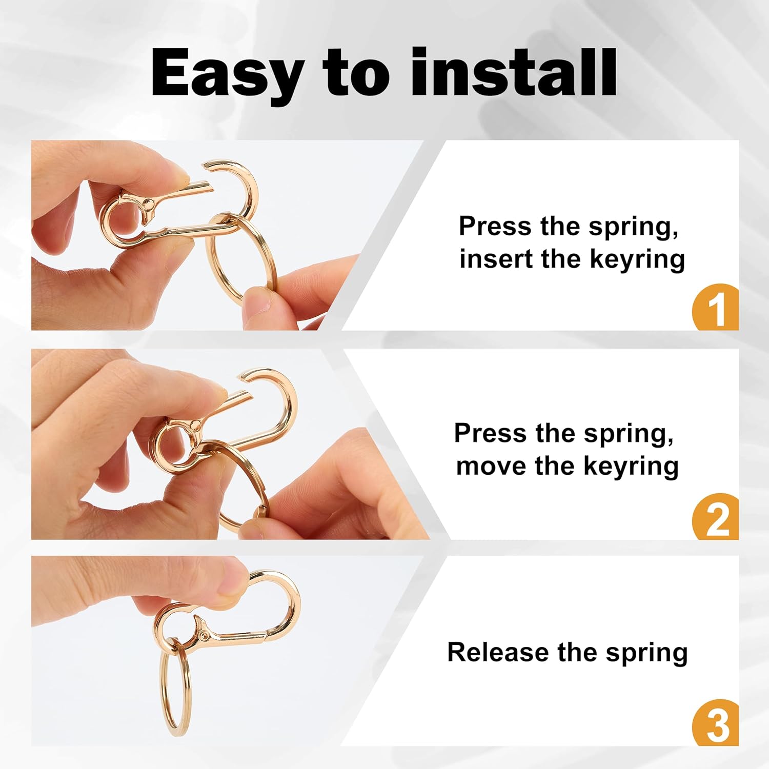 Key Chains, 3 Pcs Sturdy Keychain Clip Set for Women and Men, Durable Easy-to-Press Holder and Hook, 3 Colors - Image 4