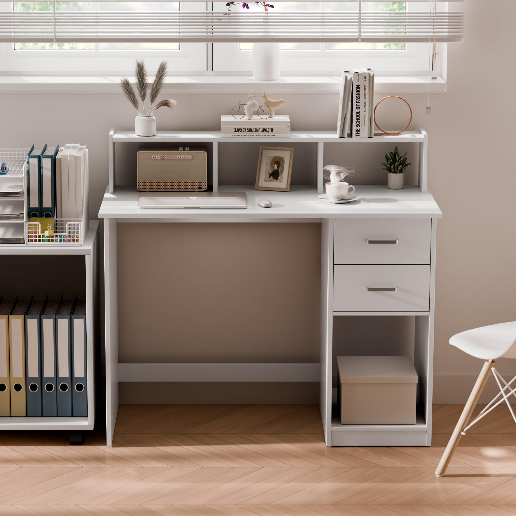 Bureau Informatique Table De Bureau En Mdf Pour Ordinateur Multi Rangements Avec Tablette Imprimante Tablette A Clavier Coulissante 2 Tiroirs 120x55x85cm