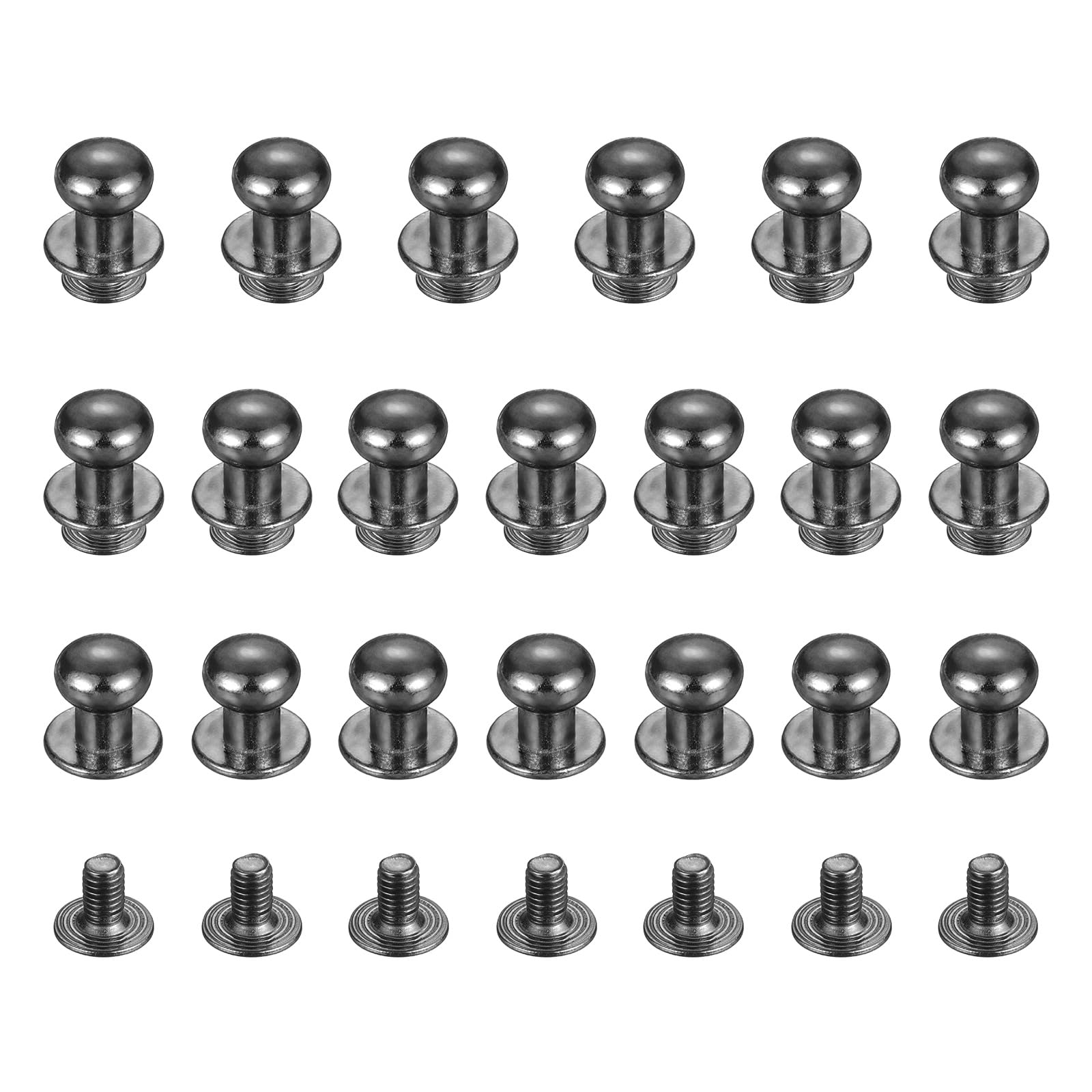 TIXIPEM 8mm Ball Head Stud Rivets Screw Back [20Pcs] - Metal Round Head Button Nipple Rivet Use for Bag & Belt & Handbag & Leather Craft & DIY Decoration - [Gun Black]