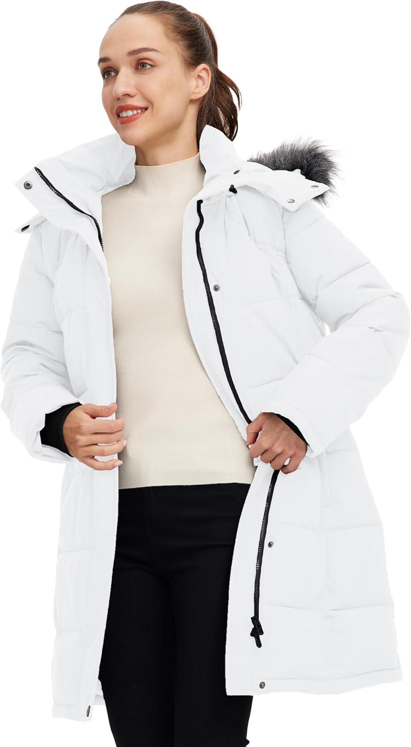 wantdo Women's Waterproof Winter Coat Warm Long Puffer Jackets with Faux Fur Hood Thicken Parka - Image 2