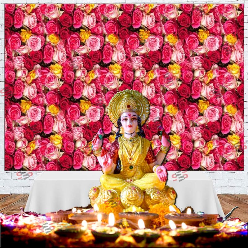 Image of S2S Rose Pry Backdrop Cloth for Pooja Decoration Traditional, Background Decoration Cloth | Curtain Cloth for All Festival, Functions & Ceremonies - (5 x 8 Feet) (Rose PRY)