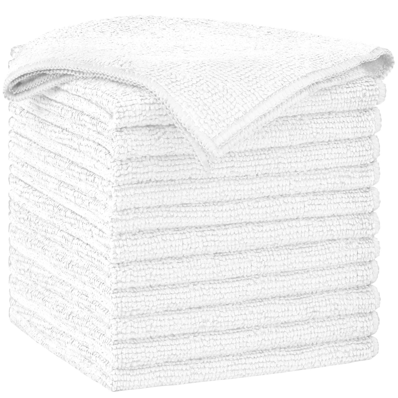 Aidea White Microfiber Cleaning Cloth-12Pk, Soft Microfiber Towels For Cars, Absorbent Cleaning Rags, Lint-Free Streak-Free Wash Cloths For House, Kitchen, Window(12In.x12in),