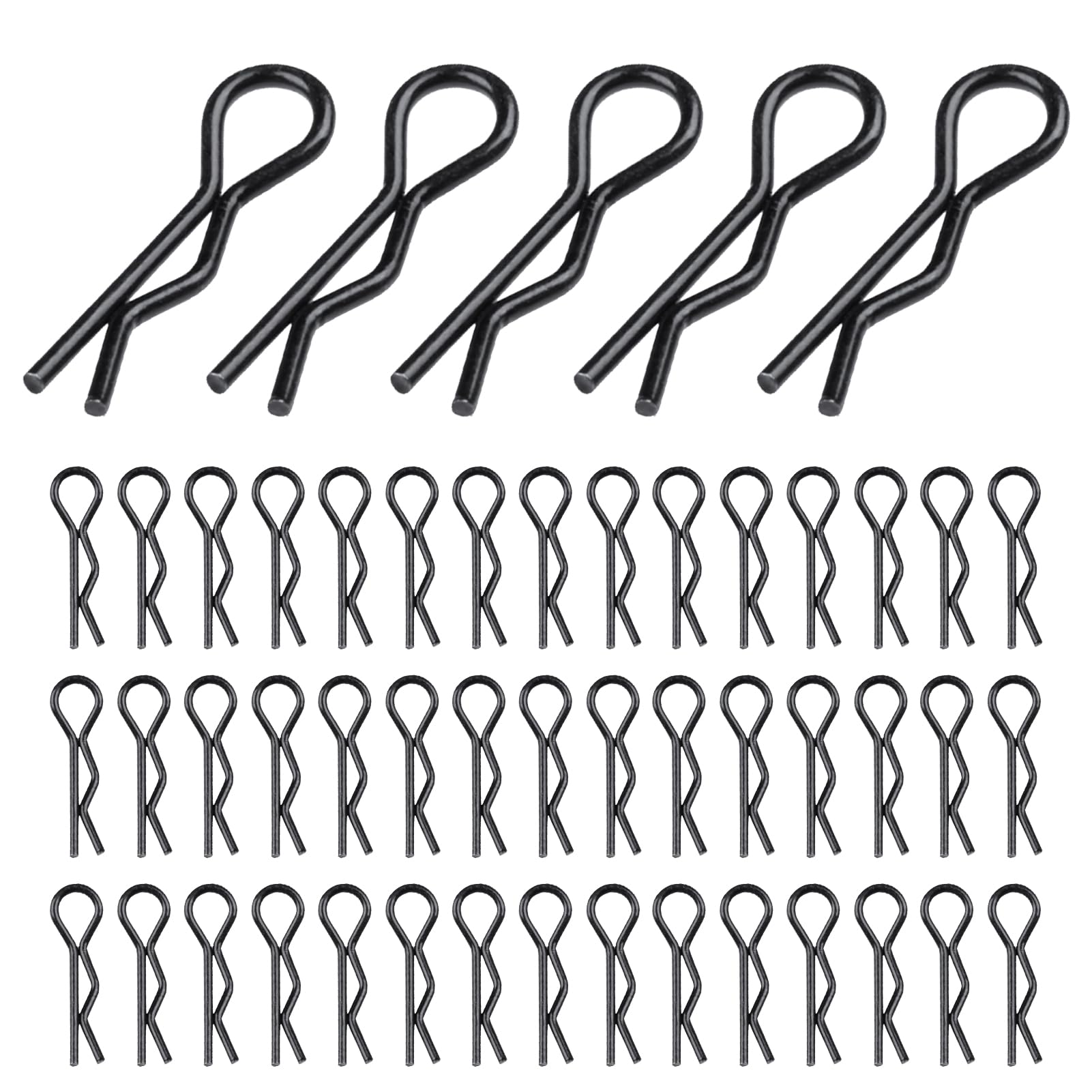 HobbyparkSmall 1/16 1/18 Body Clips Bent Springy R Pins Black RC Car Shell Replacement Parts (50-Pack)