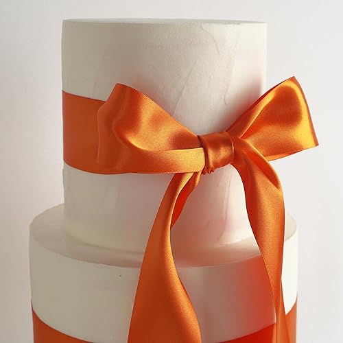 Miniatura 5 de MEEDEE Cinta de satén naranja de 2 pulgadas, cinta de satén de doble cara de 25 yardas, cinta naranja para árbol de Navidad, Acción de Gracias,