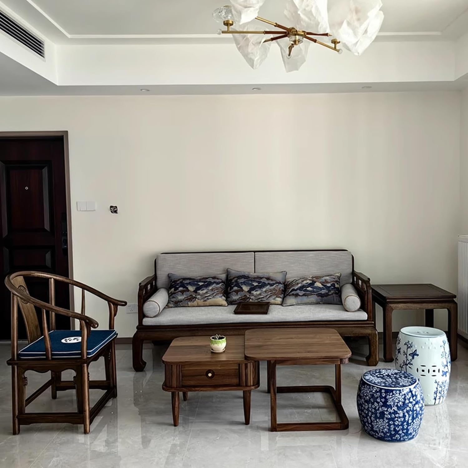 Modern Ceramic Decorative Garden Stool, Chinese-Style Drum Stool, Small Side Table for Indoor Outdoor, Outdoor Footstool, Chinese Style Change Shoes Bench