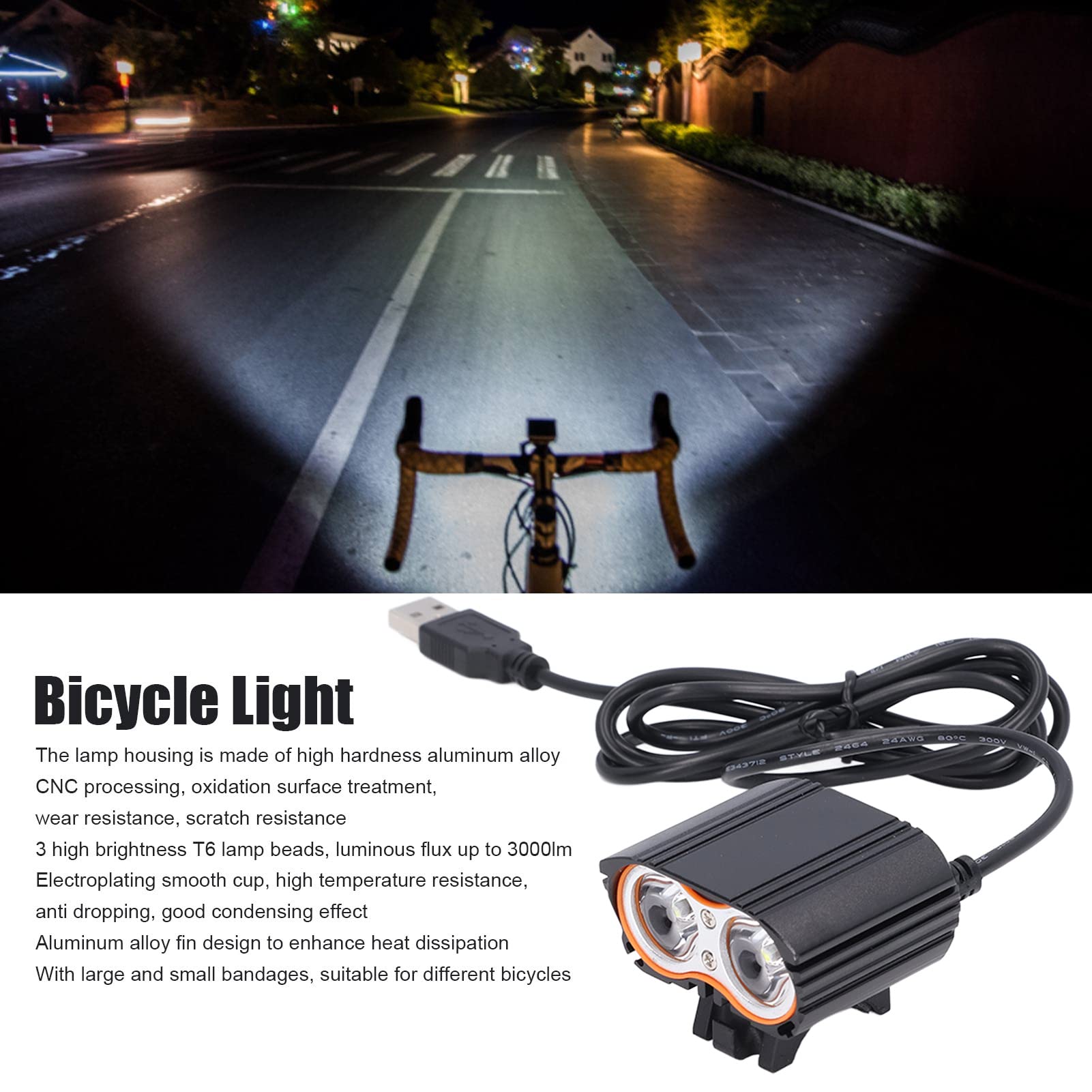 Amazon.co.jp: USB電源自転車ライト、LED自転車自転車サイクリング